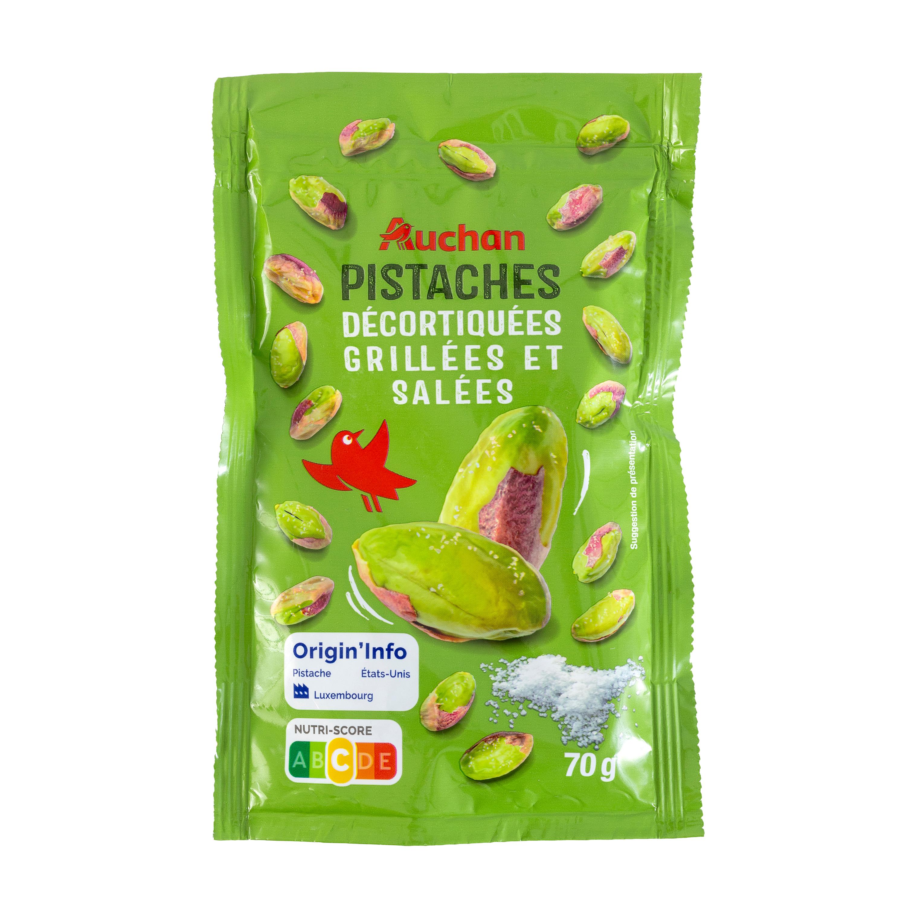 AUCHAN Pistaches décortiquées grillées et salées 70g