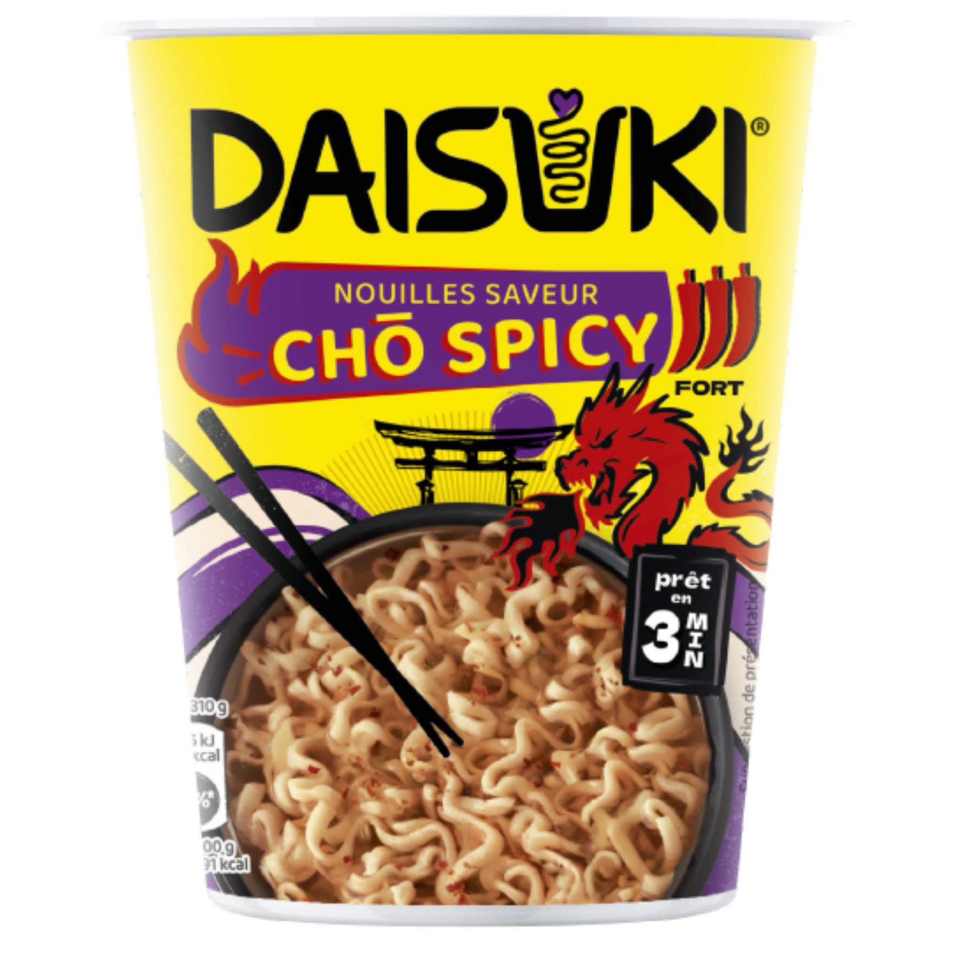 DAISUKI Cup nouilles instantanées saveur cho spicy fort 1 portion 60g