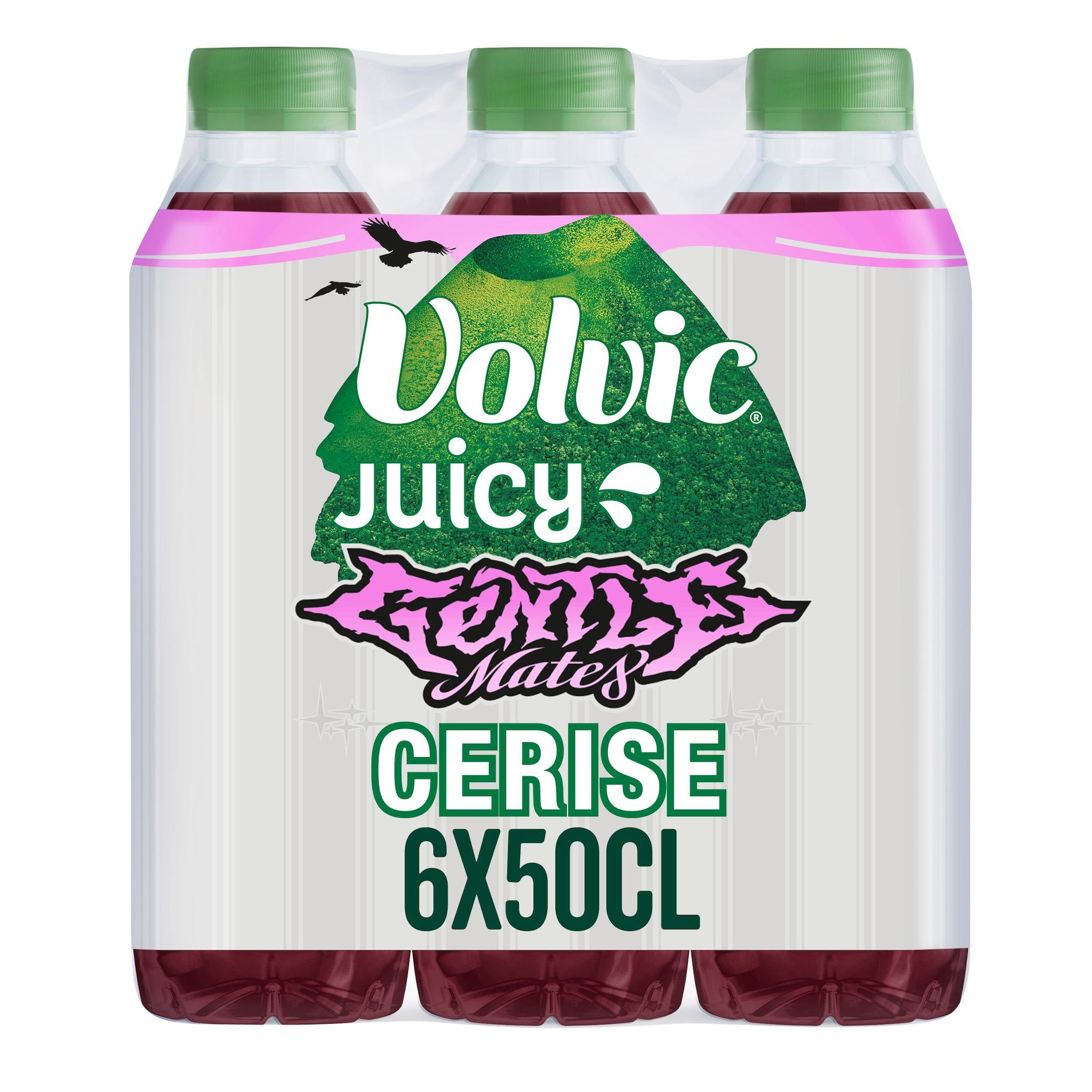 VOLVIC Juicy eau minérale naturelle aromatisée cerise bouteille 6x50cl
