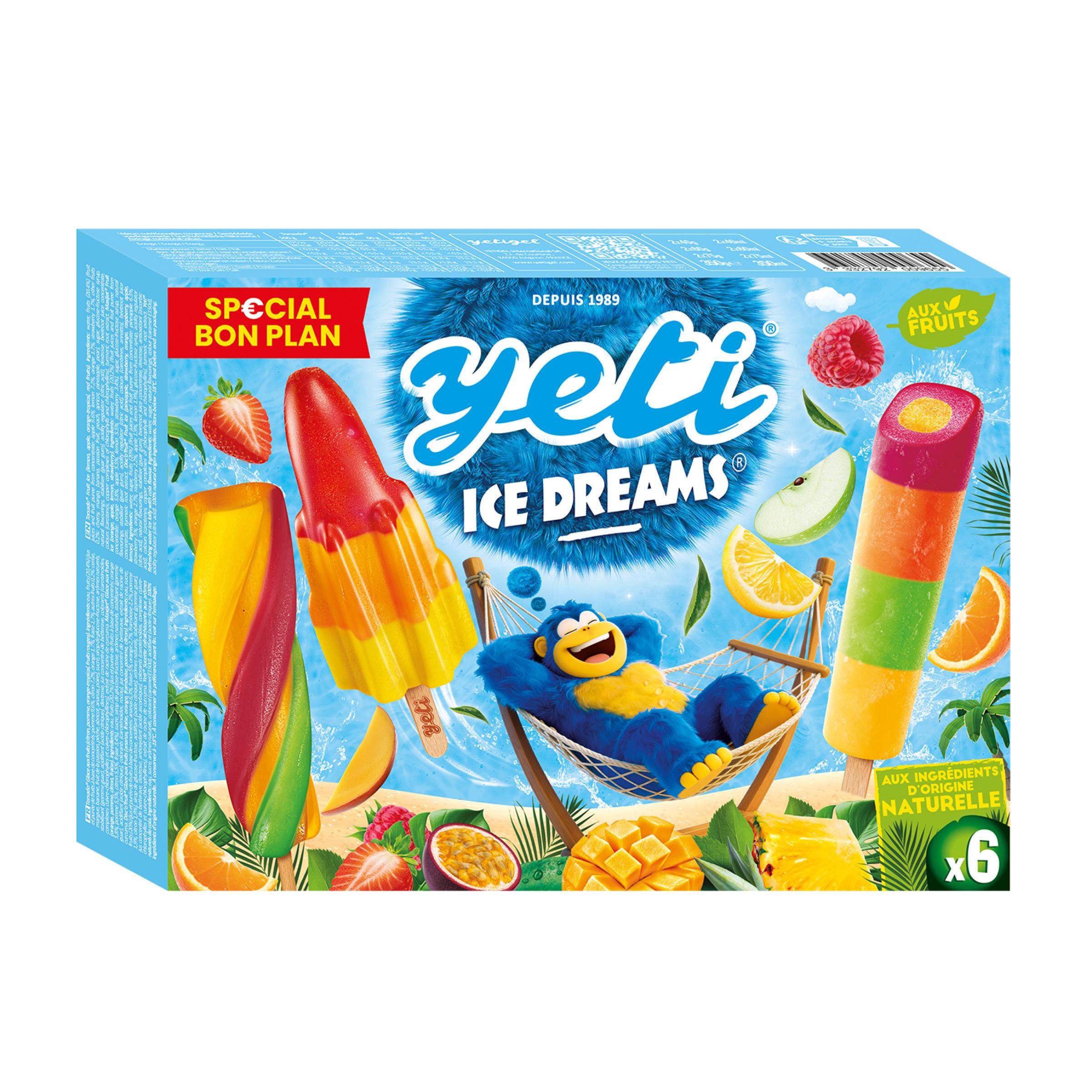 YETI Bâtonnets glacés aux fruits à formes ludiques 6 pièces 350g