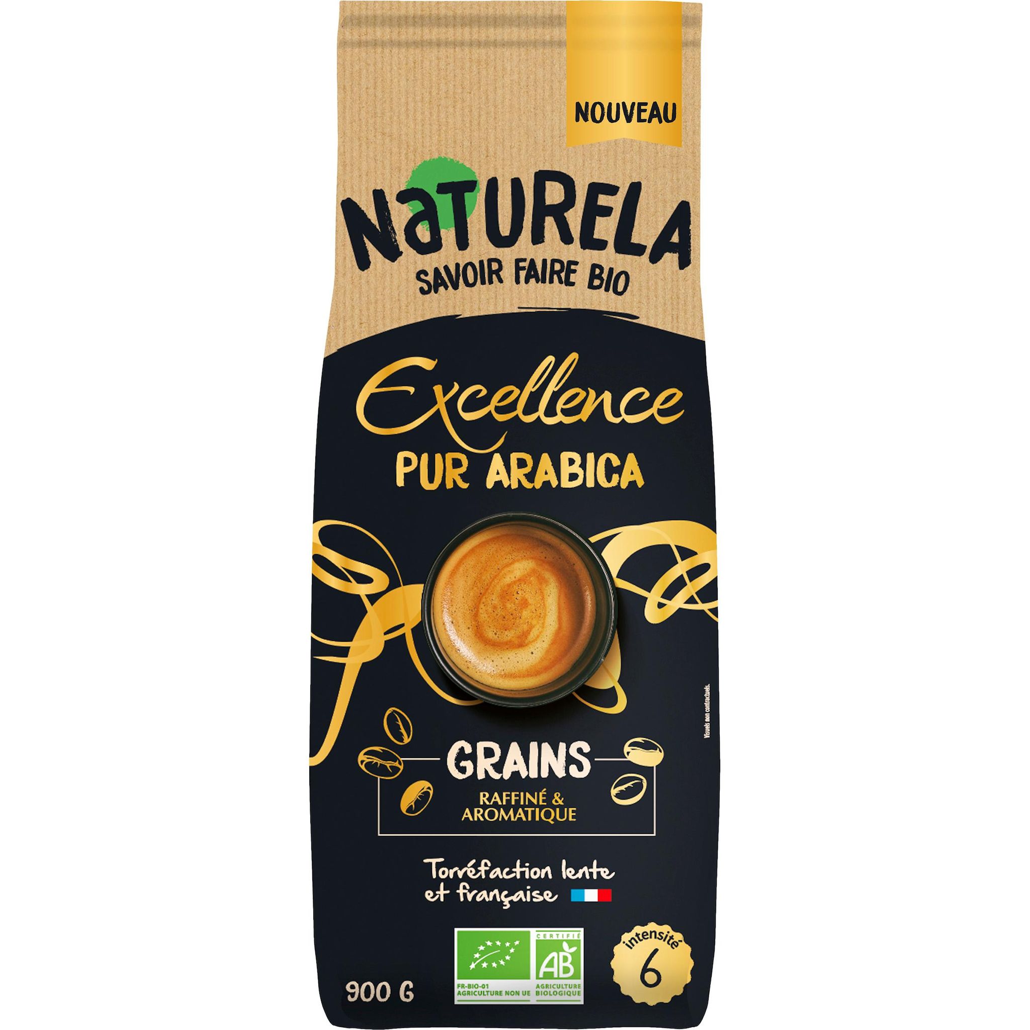 NATURELA Excellence café en grains pur arabica Bio 900g