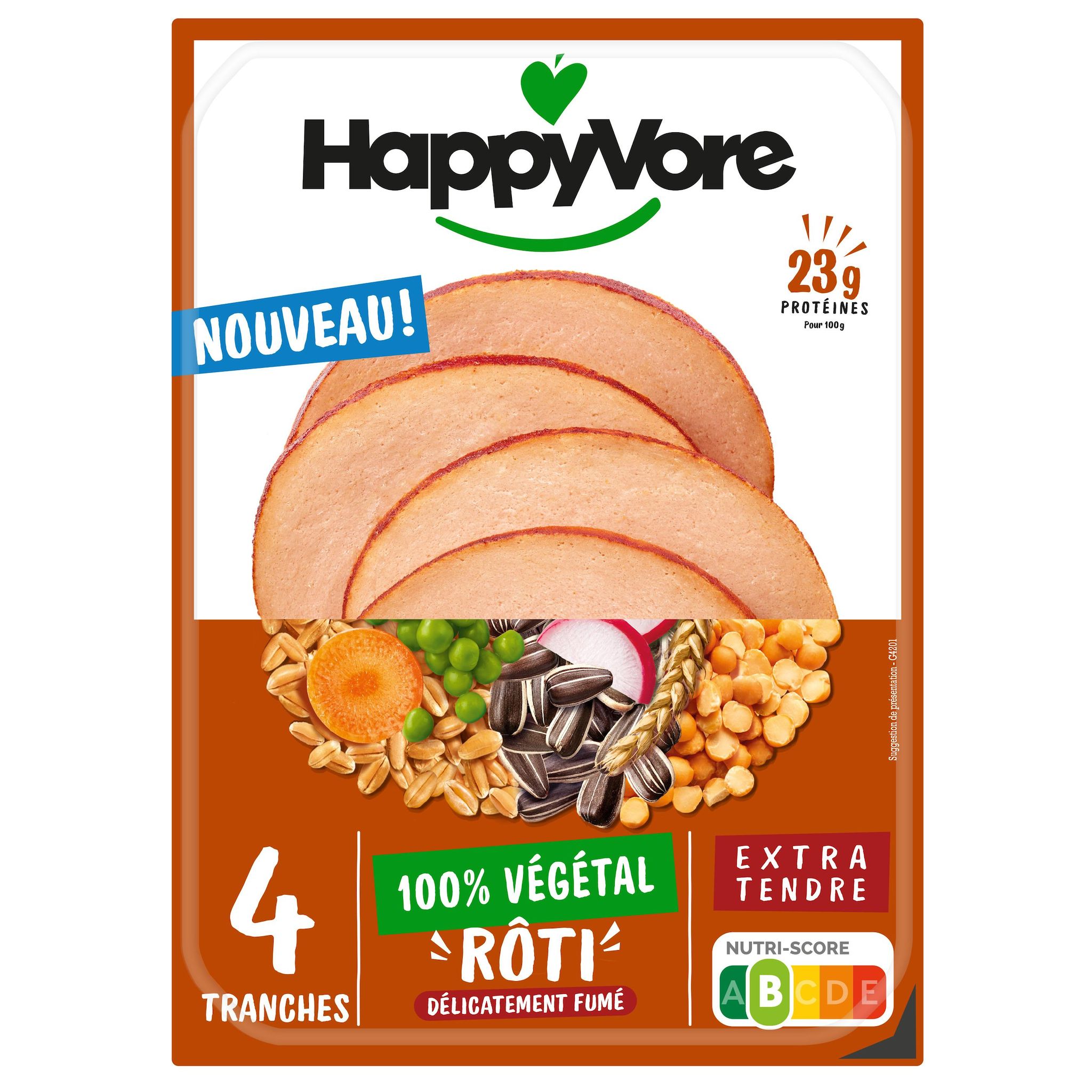 HAPPYVORE Rôti fumé 100% végétal 4 tranches 100g