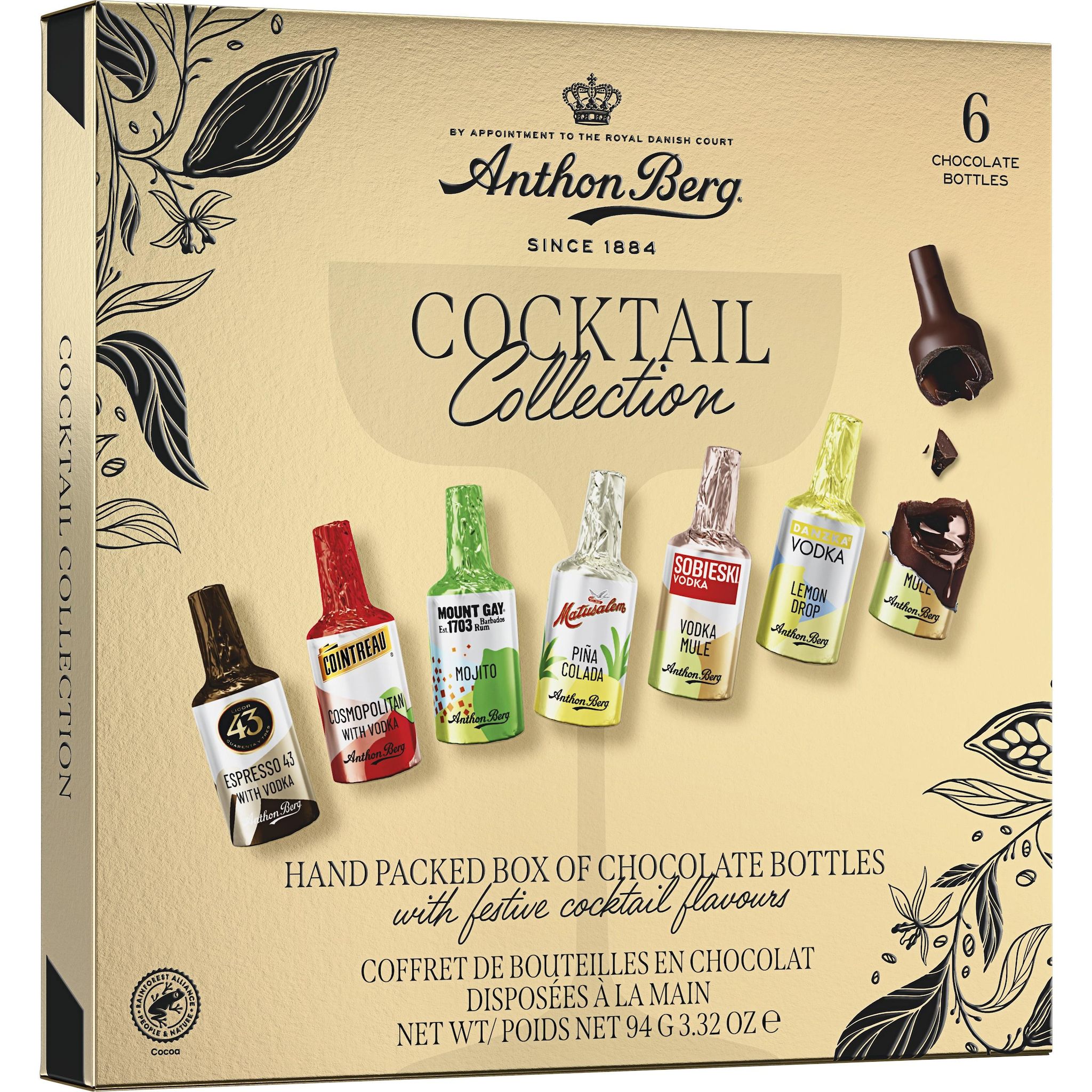 Coffret de bouteilles en chocolat aux différentes liqueurs 6 bouteilles en chocolat 93g