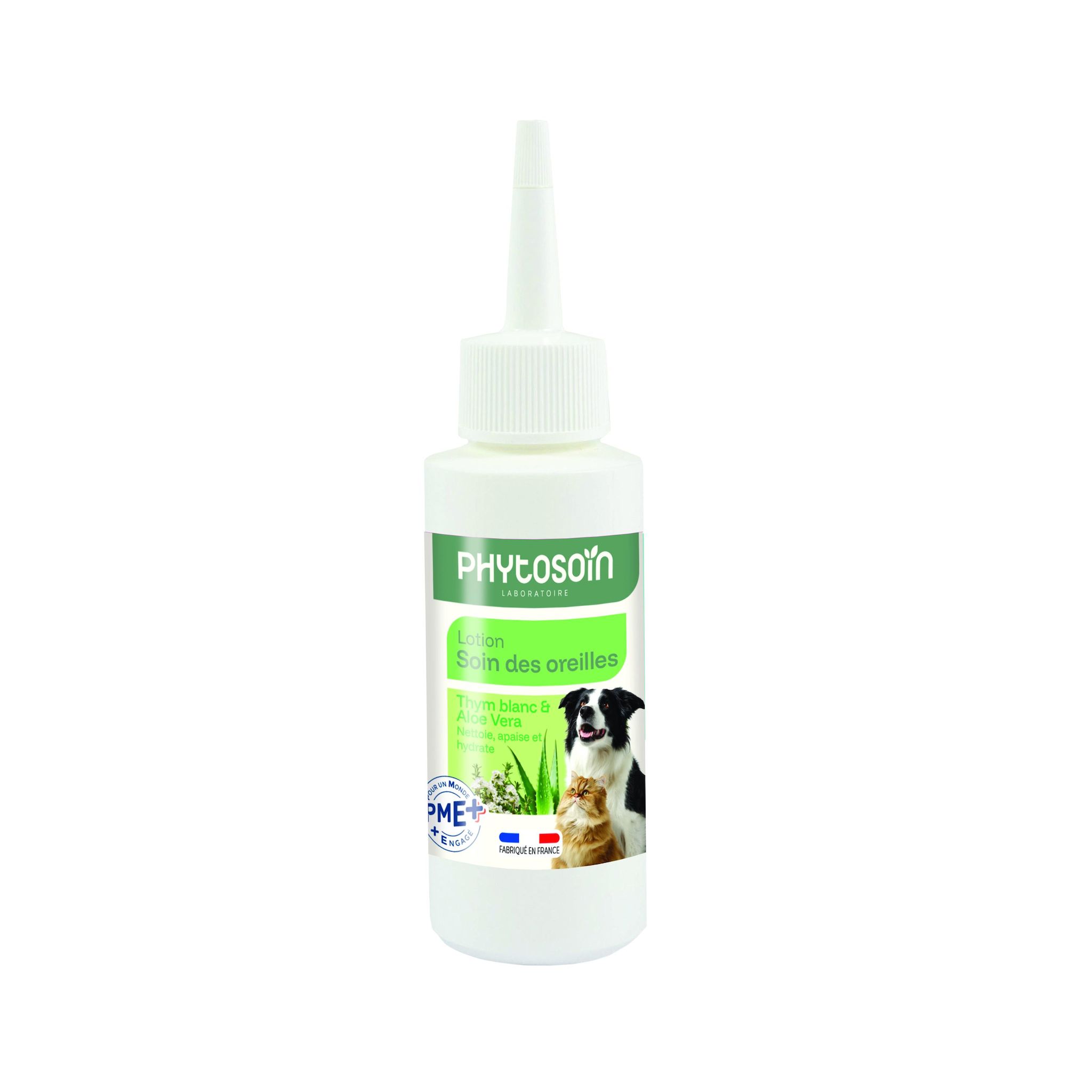 PHYTOSOIN Lotion nettoyante oreilles au thym blanc et aloe vera pour chiens et chats 100ml