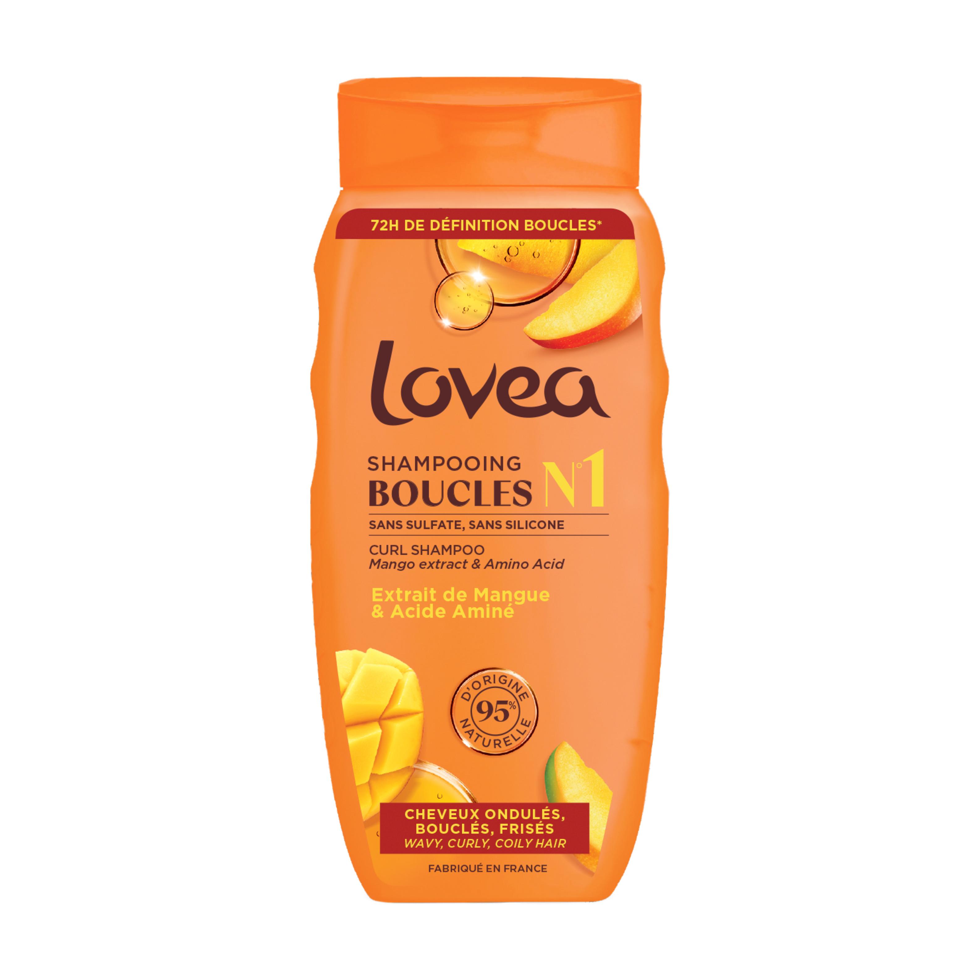 LOVEA Shampooing boucles N1 extrait mangue, acide aminé chveux ondulés bouclés frisés 250ml