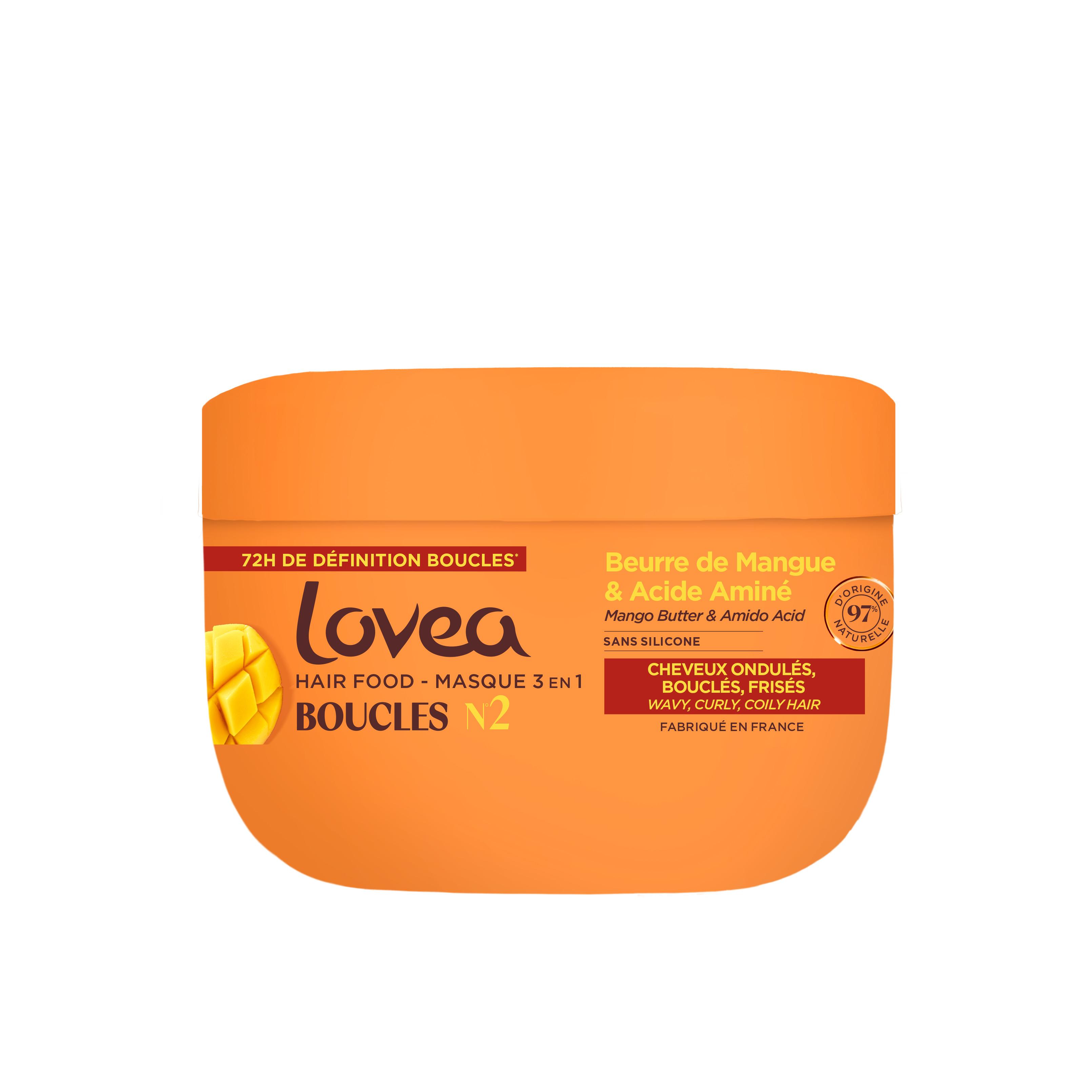 LOVEA Masque 3 en 1 boucles N2 beurre mangue, acide aminé cheveux ondulés bouclés frisés 390ml