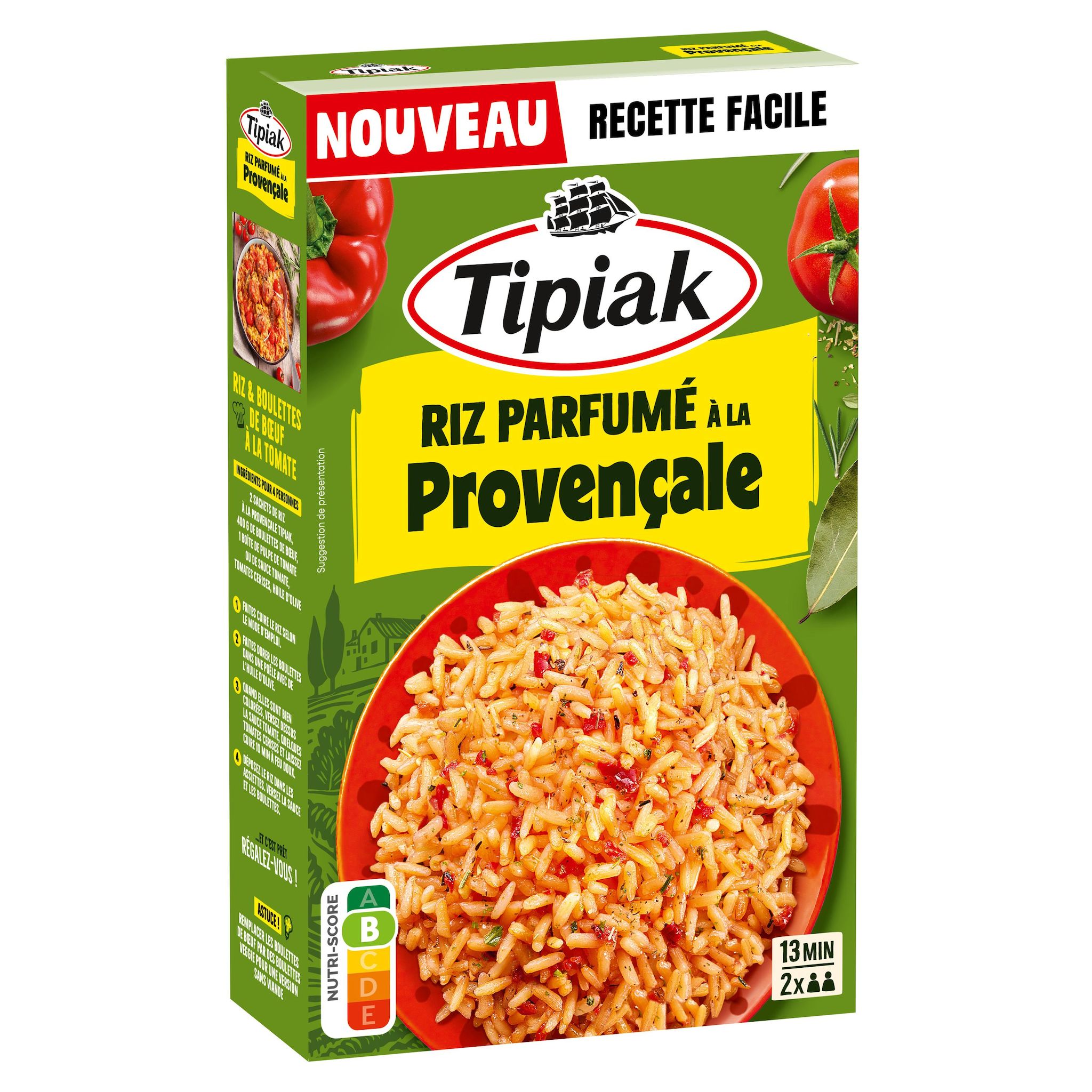 TIPIAK Riz parfumé à la provençale 2x2 portions 240g