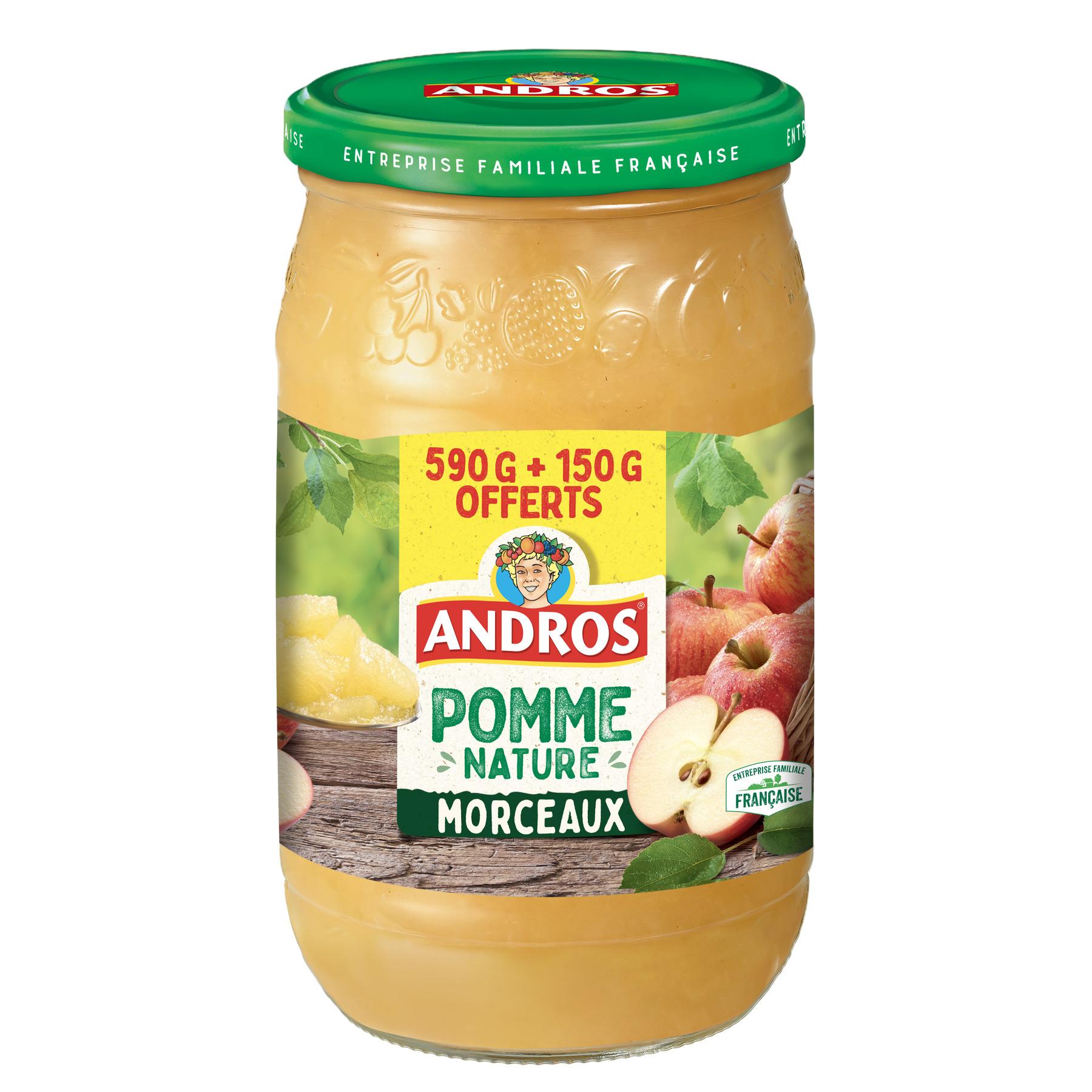 ANDROS Compote pomme poire avec morceaux en bocal 740g FORMAT PROMO