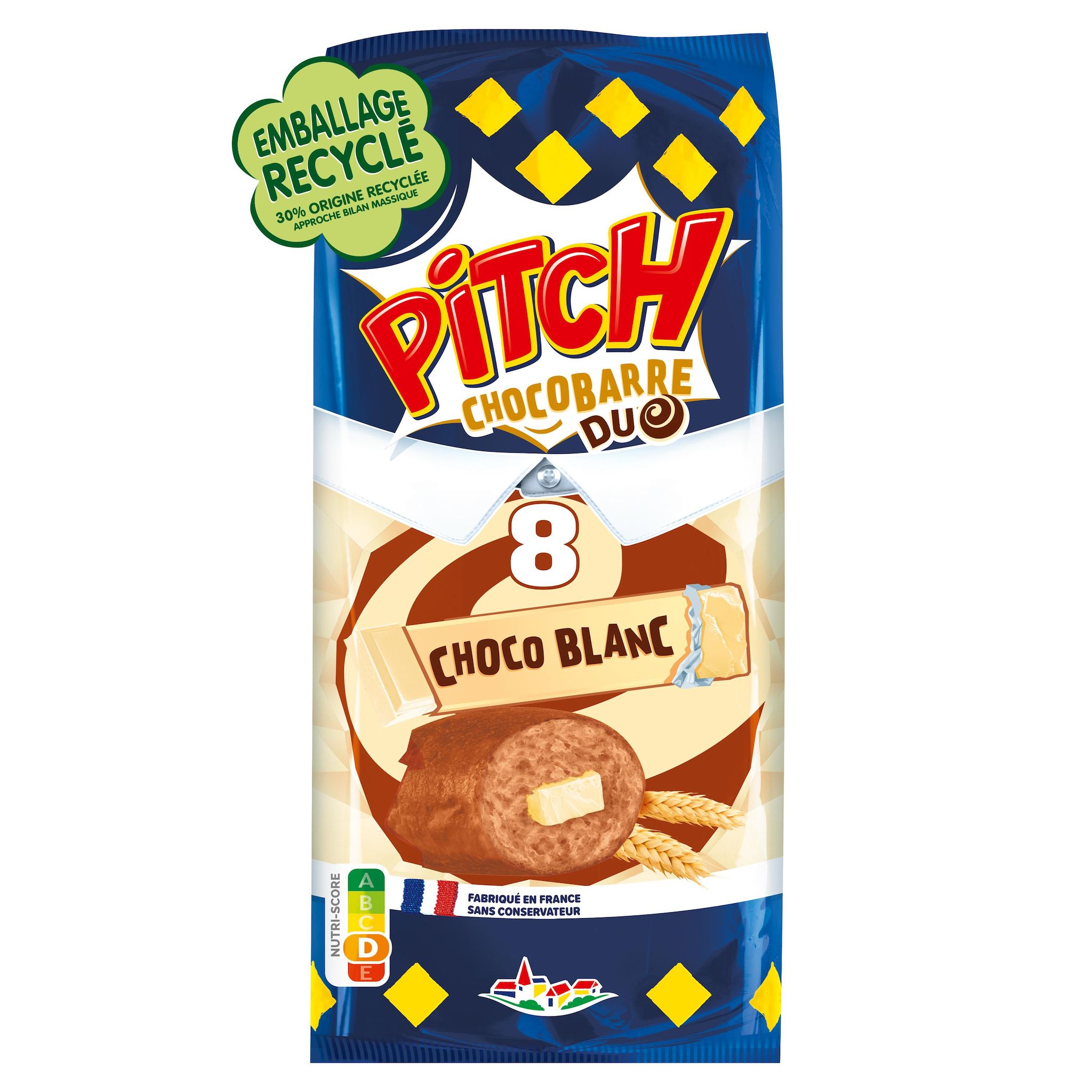 PITCH Brioche chocobarre duo au chocolat blanc 8 pièces 300g