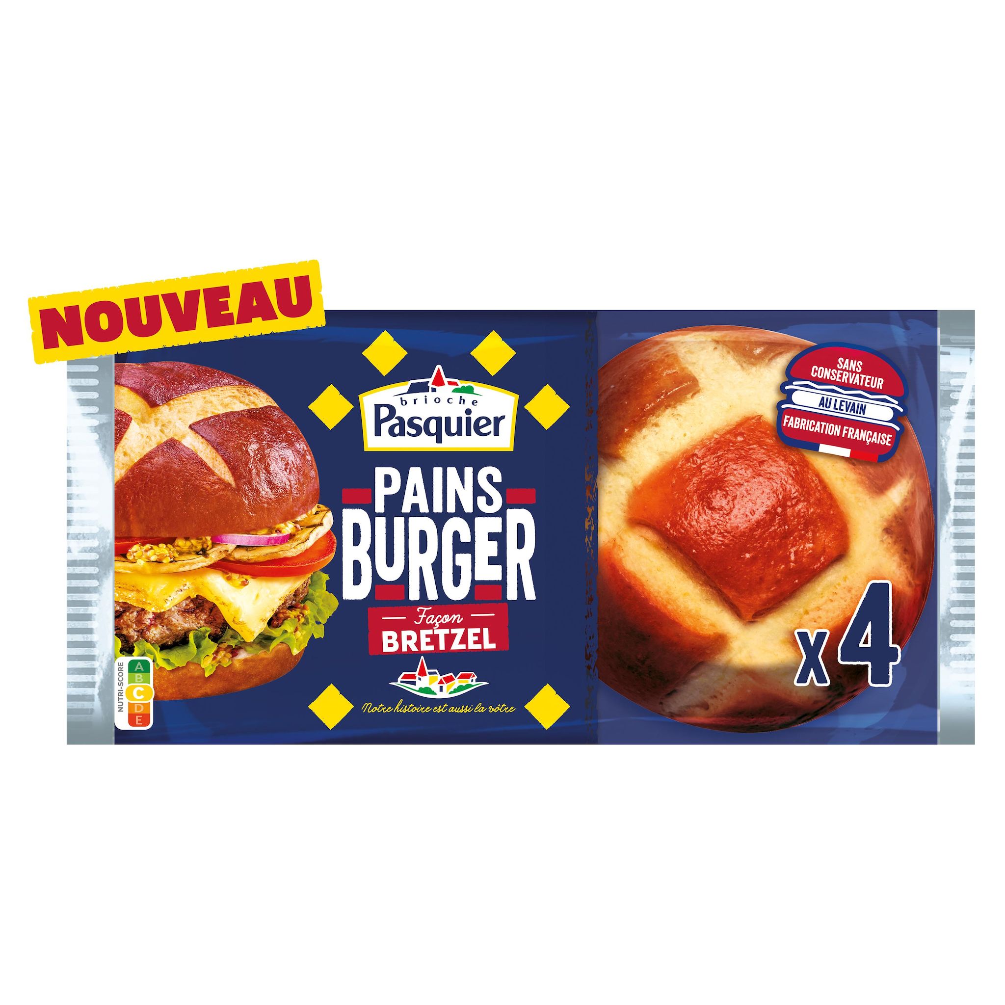 PITCH Pain burger façon bretzel 4 pièces 235g