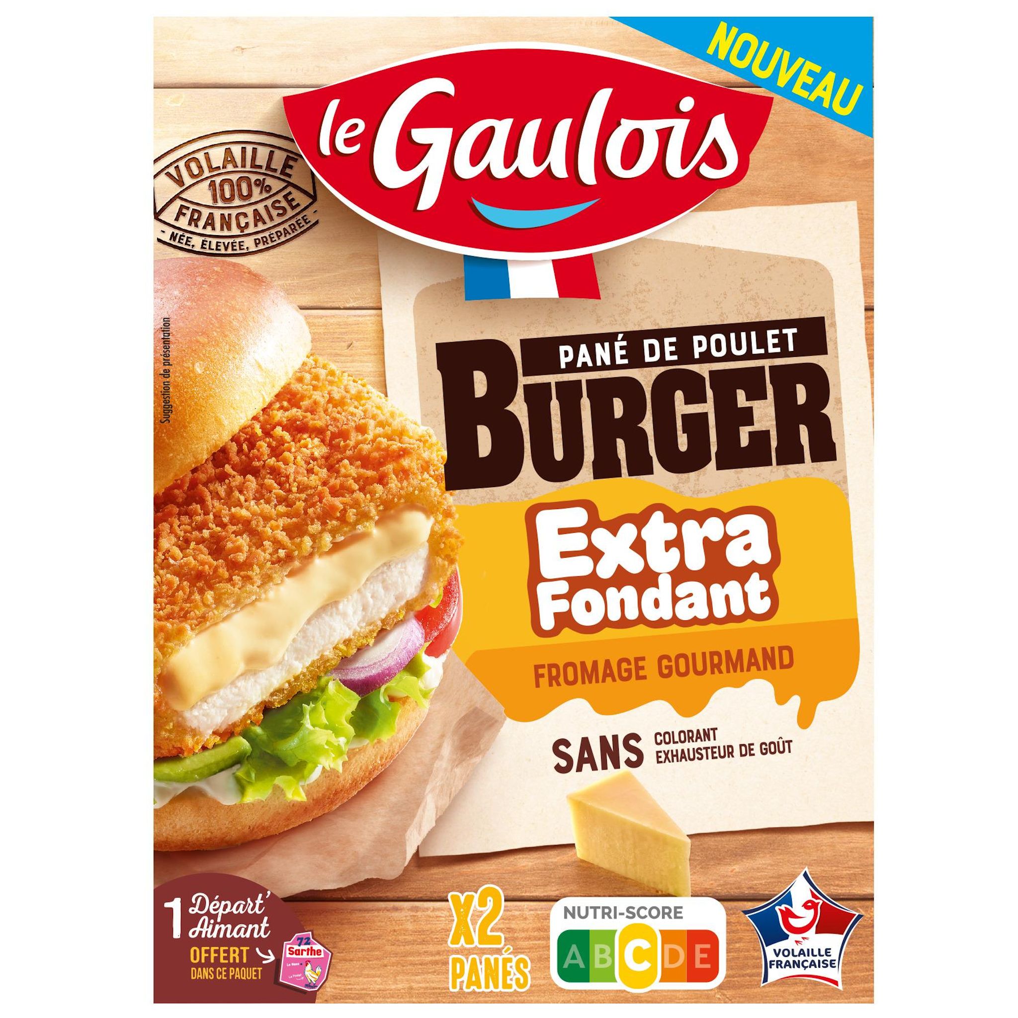 LE GAULOIS Pané de poulet burger emmental gourmand extra fondant 2 pièces 180g