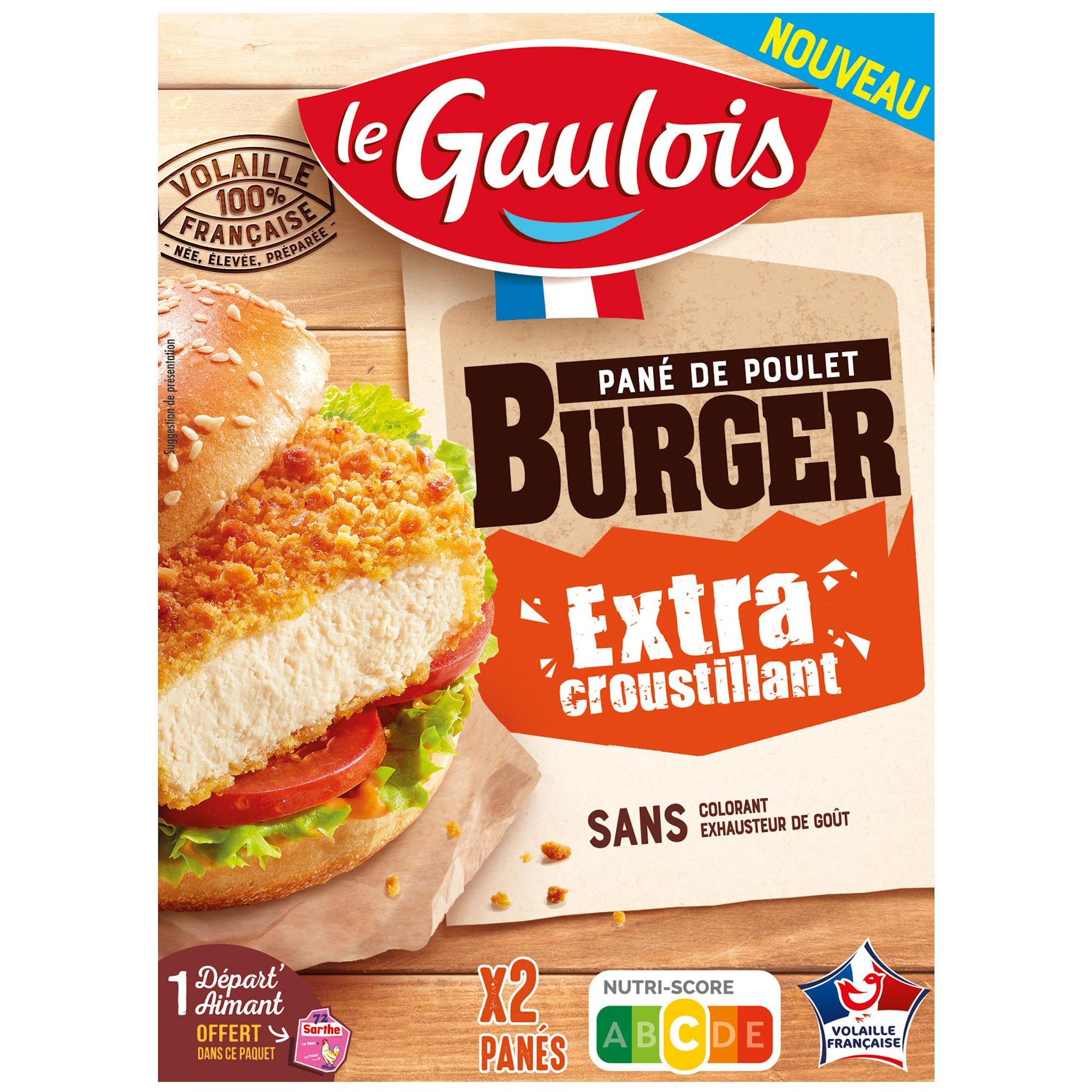 LE GAULOIS Pané de poulet burger extra croustillant 2 pièces 180g