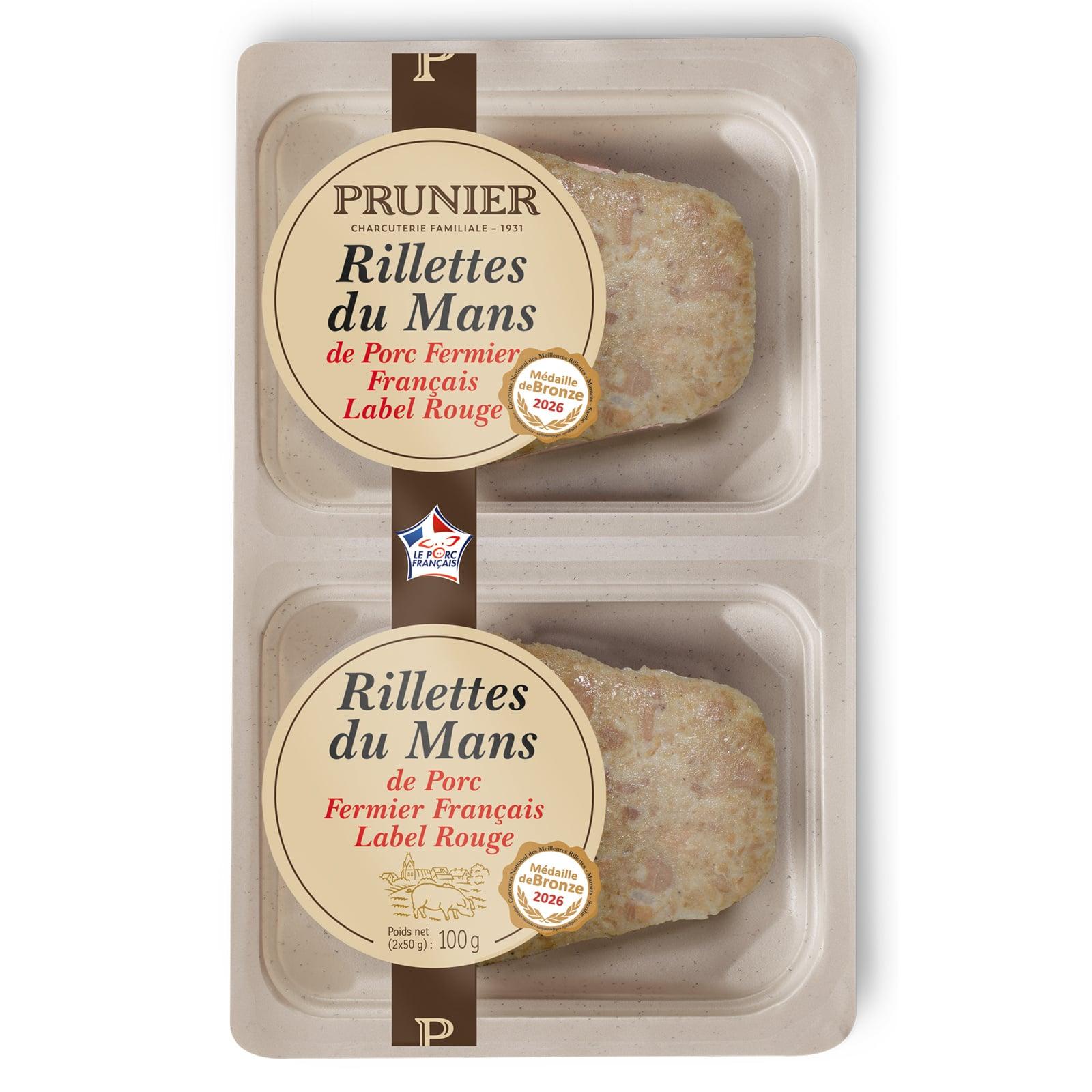 Voir la diapositive 2 : PRUNIER Rillettes du Mans de porc fermier label rouge 2x50g