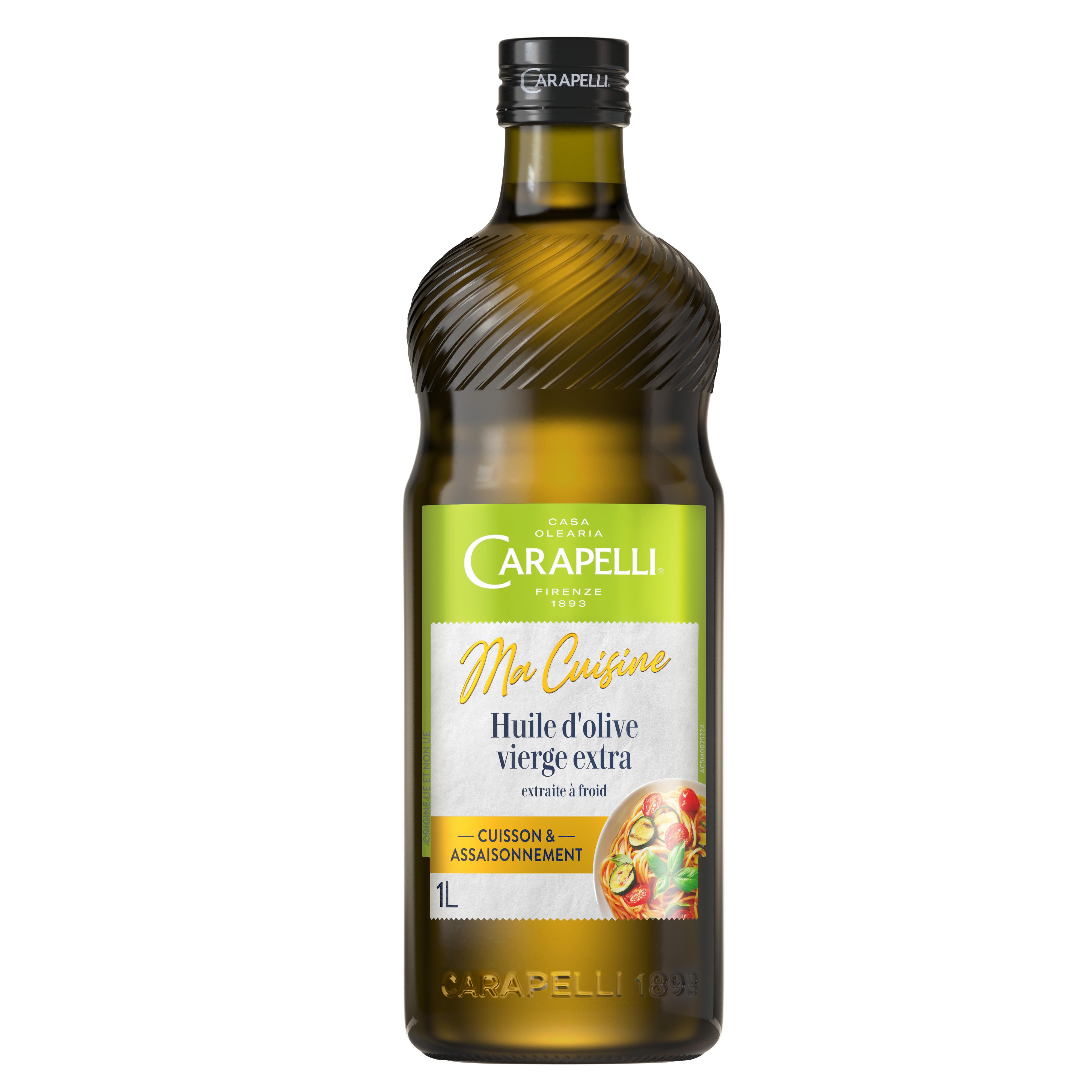 CARAPELLI Huile d'olive vierge extra pression à froid bouteille en verre 1l