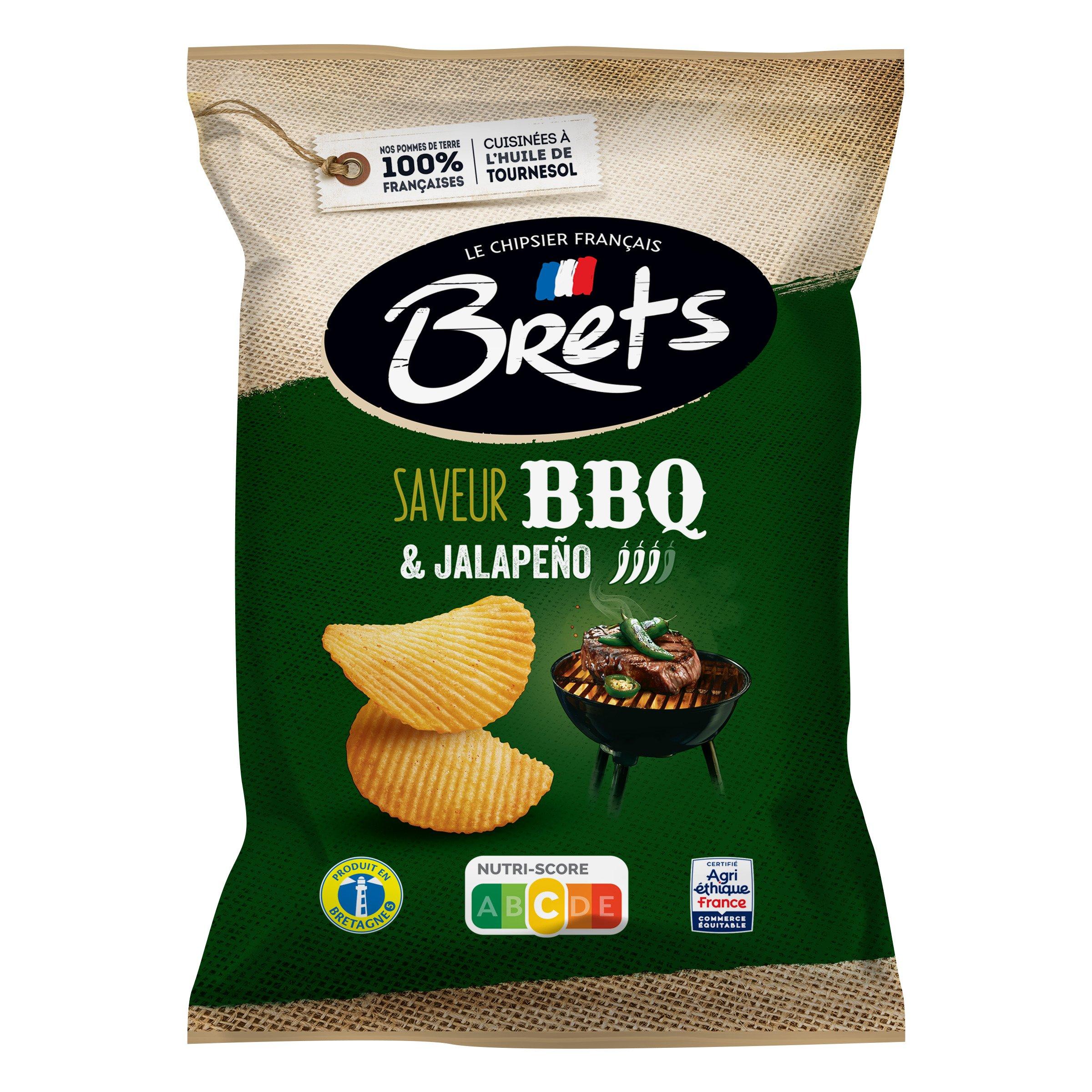 BRETS Chips ondulées saveur barbecue et piment jalapeño 125g