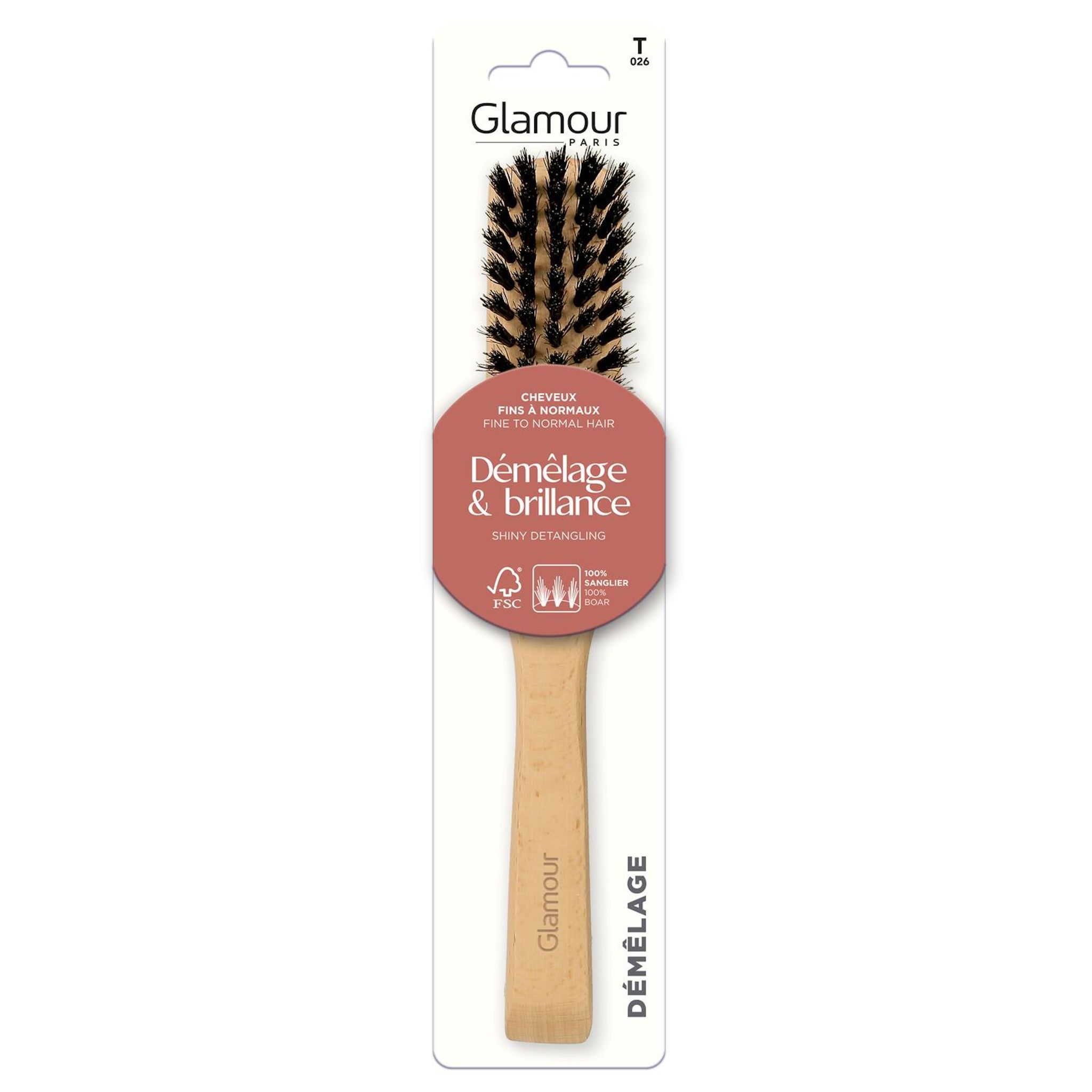 GLAMOUR PARIS Brosse à cheveux démêlage et brillance 1 pièce