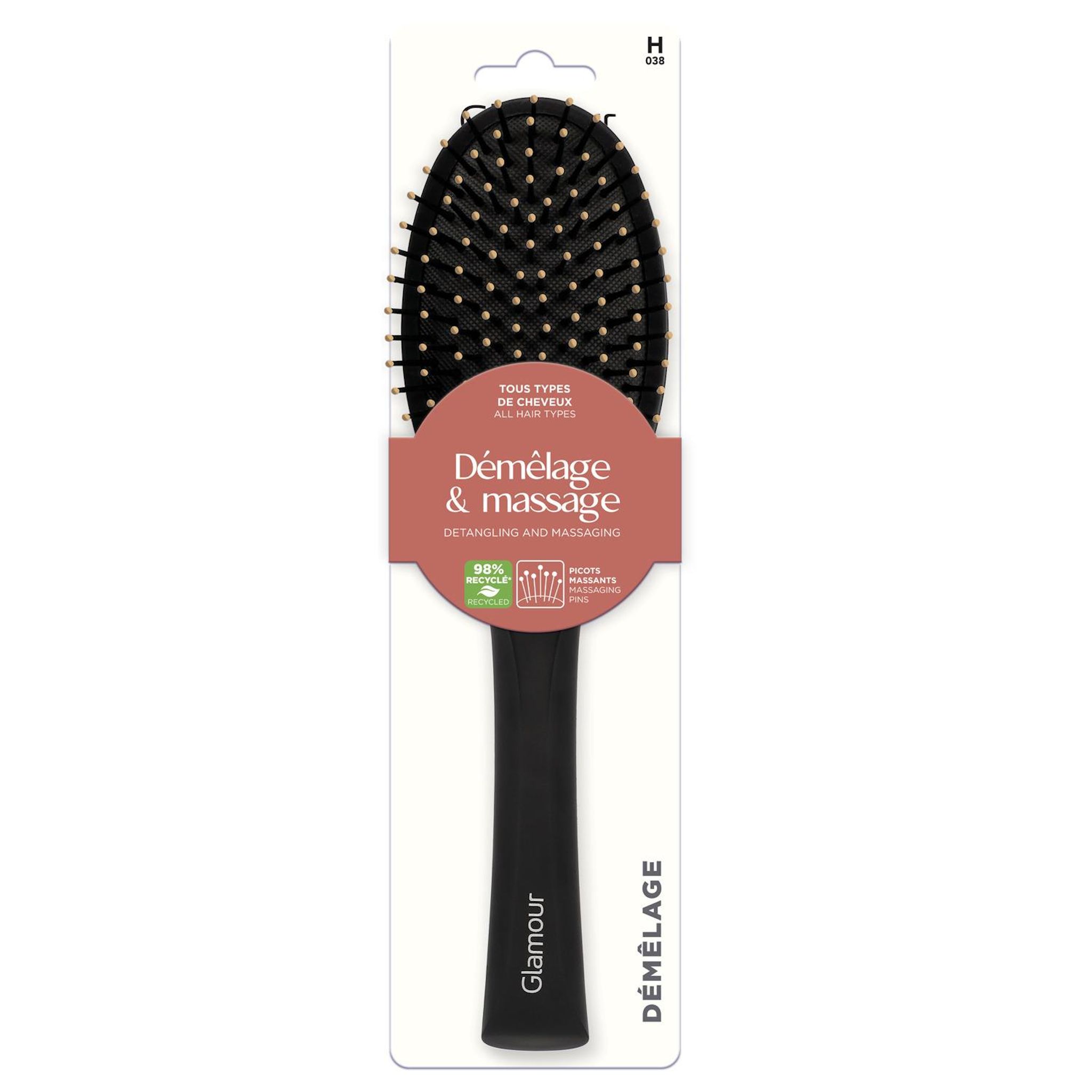 GLAMOUR PARIS Brosse à cheveux démêlage et massage 1 pièce