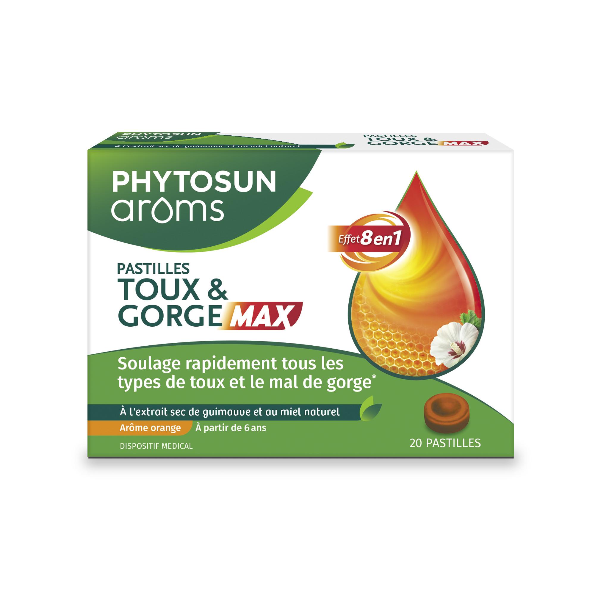PHYTOSUN Aroms Pastilles toux et gorge Max arôme orange 20 pastilles