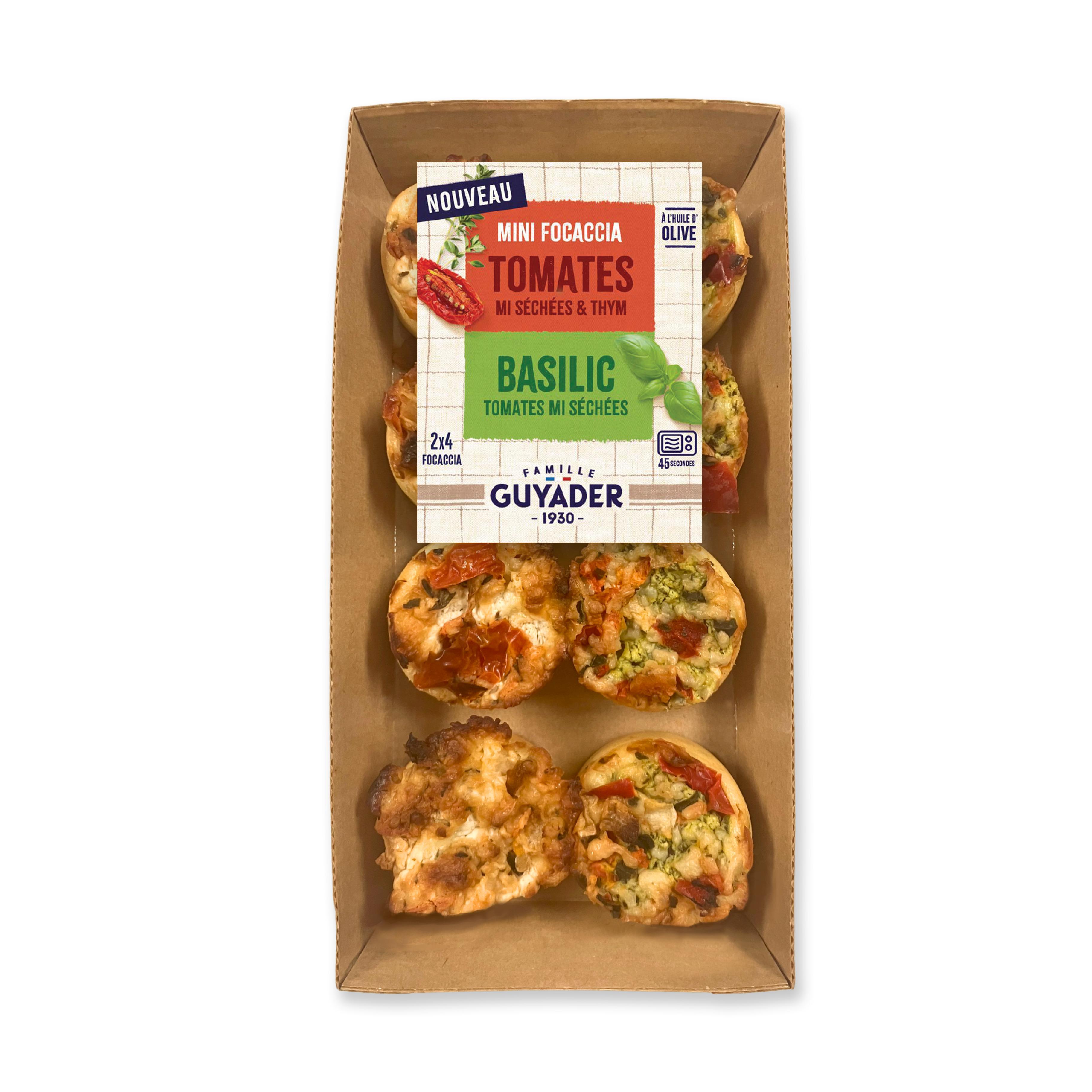 GUYADER Mini Focaccia tomates basilic 8 pièces 100g