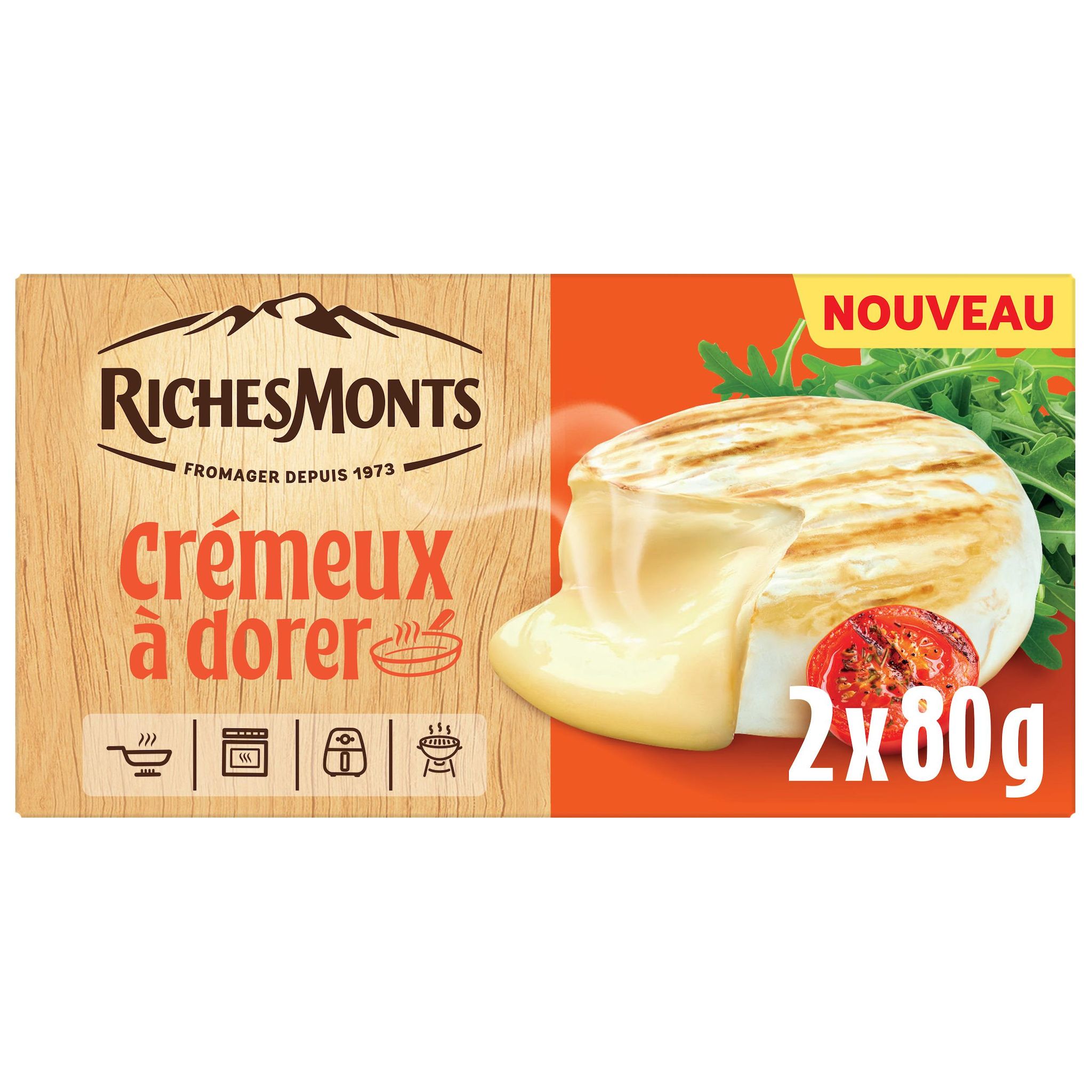 Voir la diapositive 2 : RICHESMONTS Fromage à pâte molle au lait pasteurisé à dorer x 2 160g