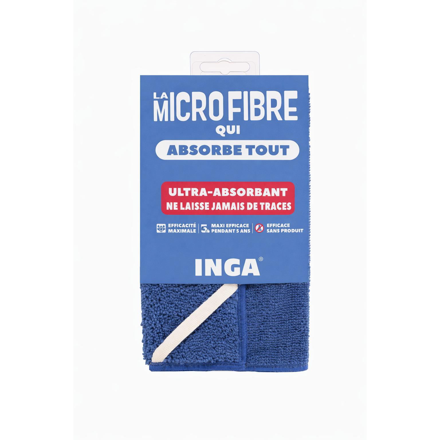 INGA Lavette microfibre désincrustante bleue 1 pièce