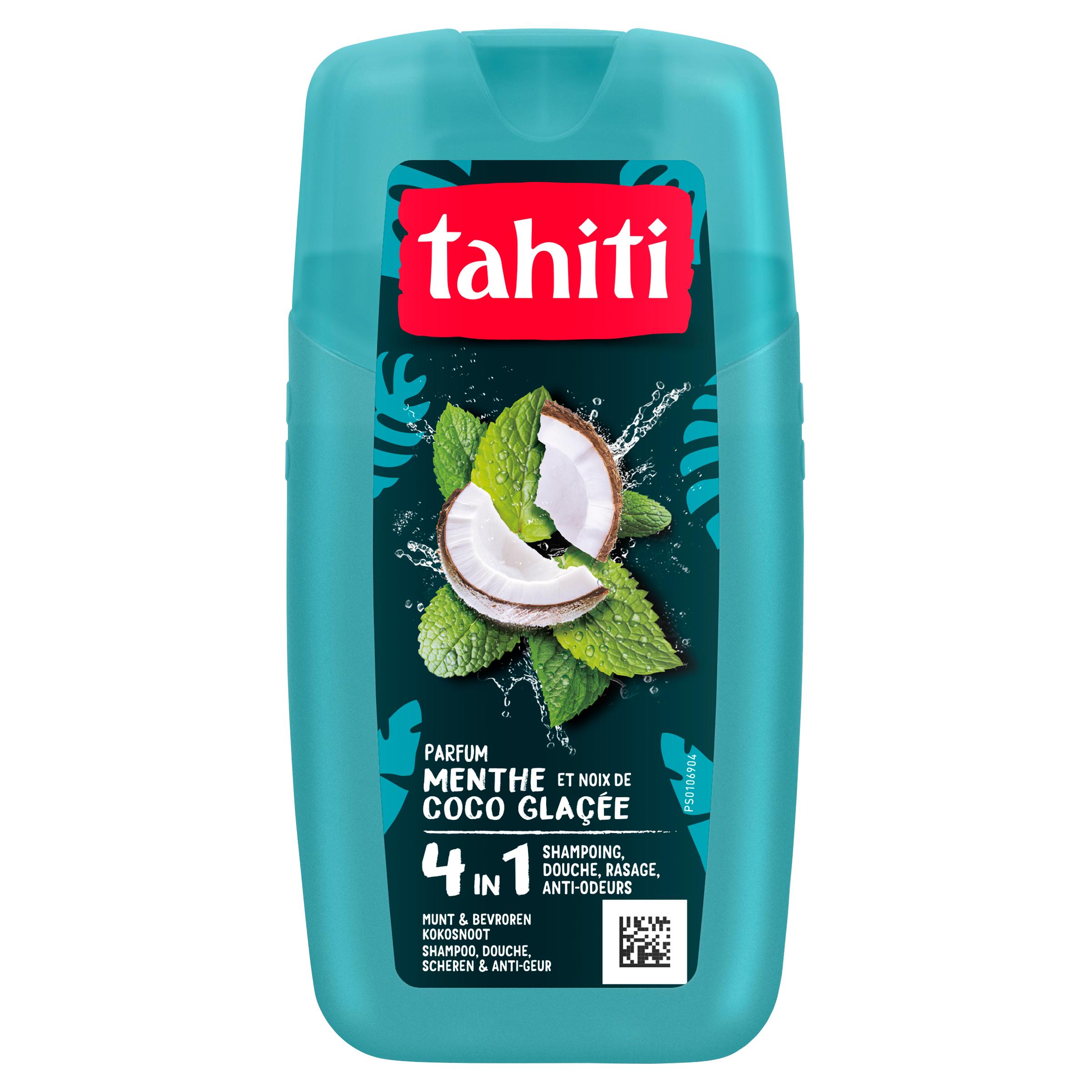 TAHITI Gel douche homme 4en1 menthe et noix de coco glacée 250ml