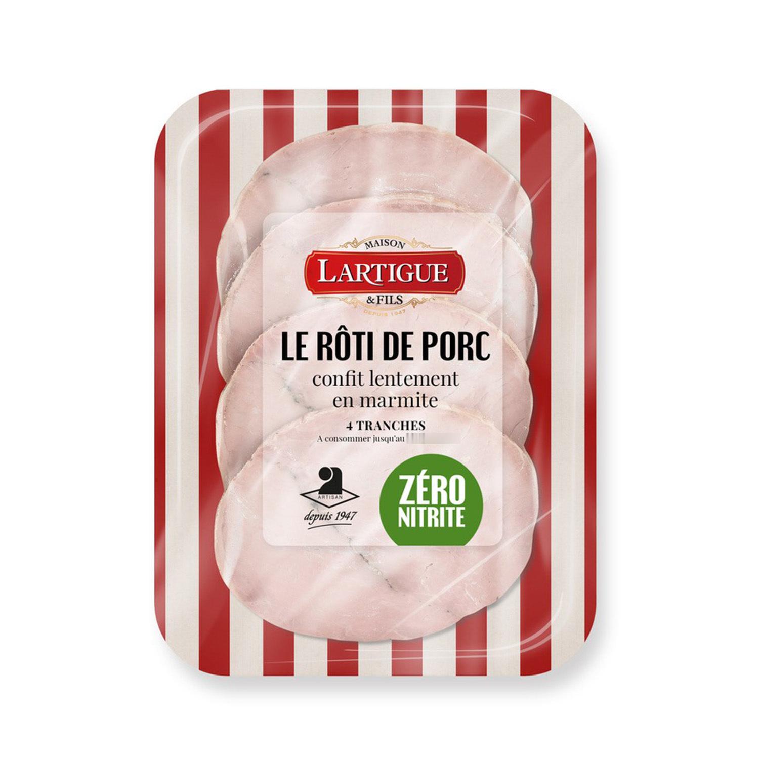 LARTIGUE Le rôti de porc confit lentement en marmite 4 tranches 150g