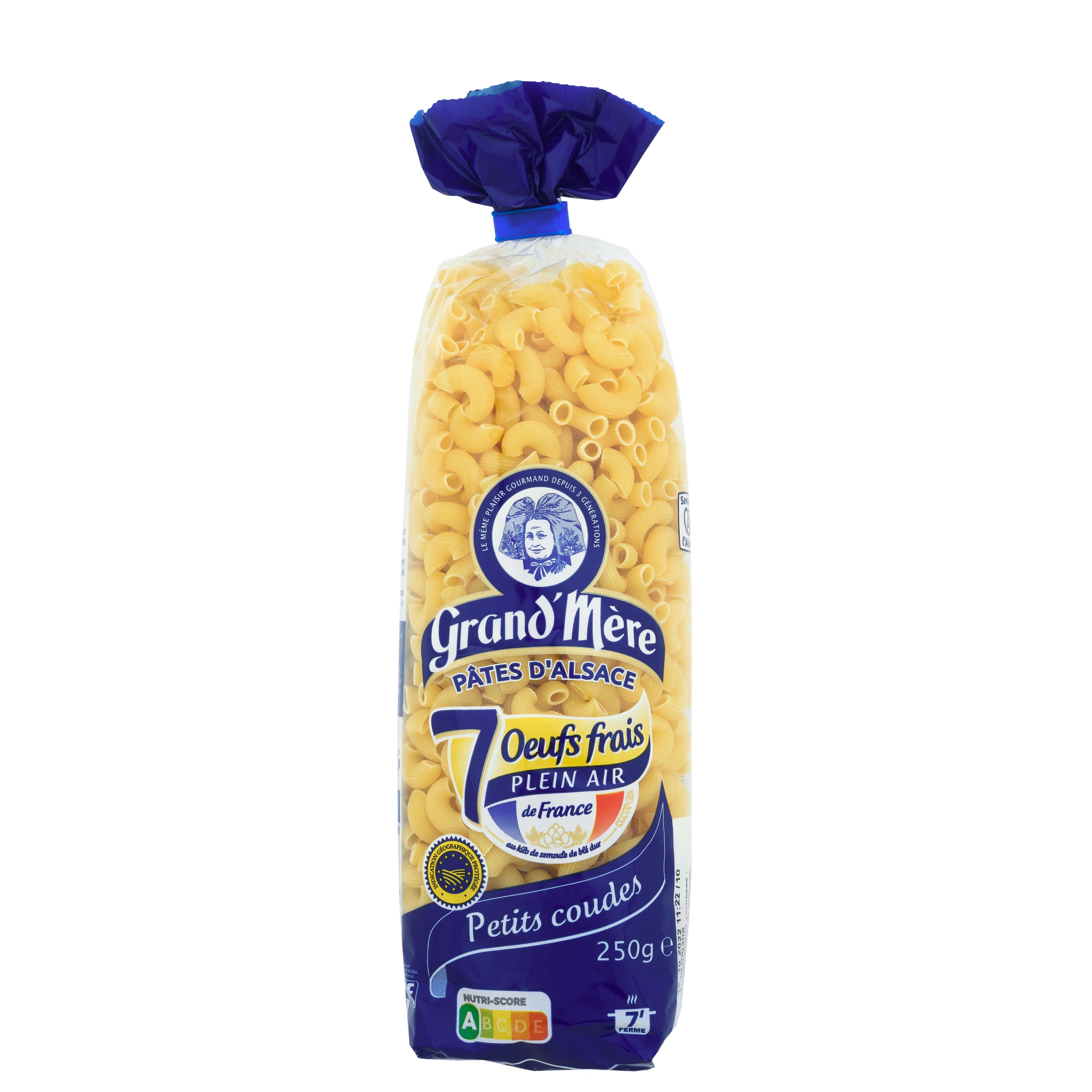 GRAND'MERE Pâtes d'Alsace petits coudes aux 7 oeufs frais plein air 250g