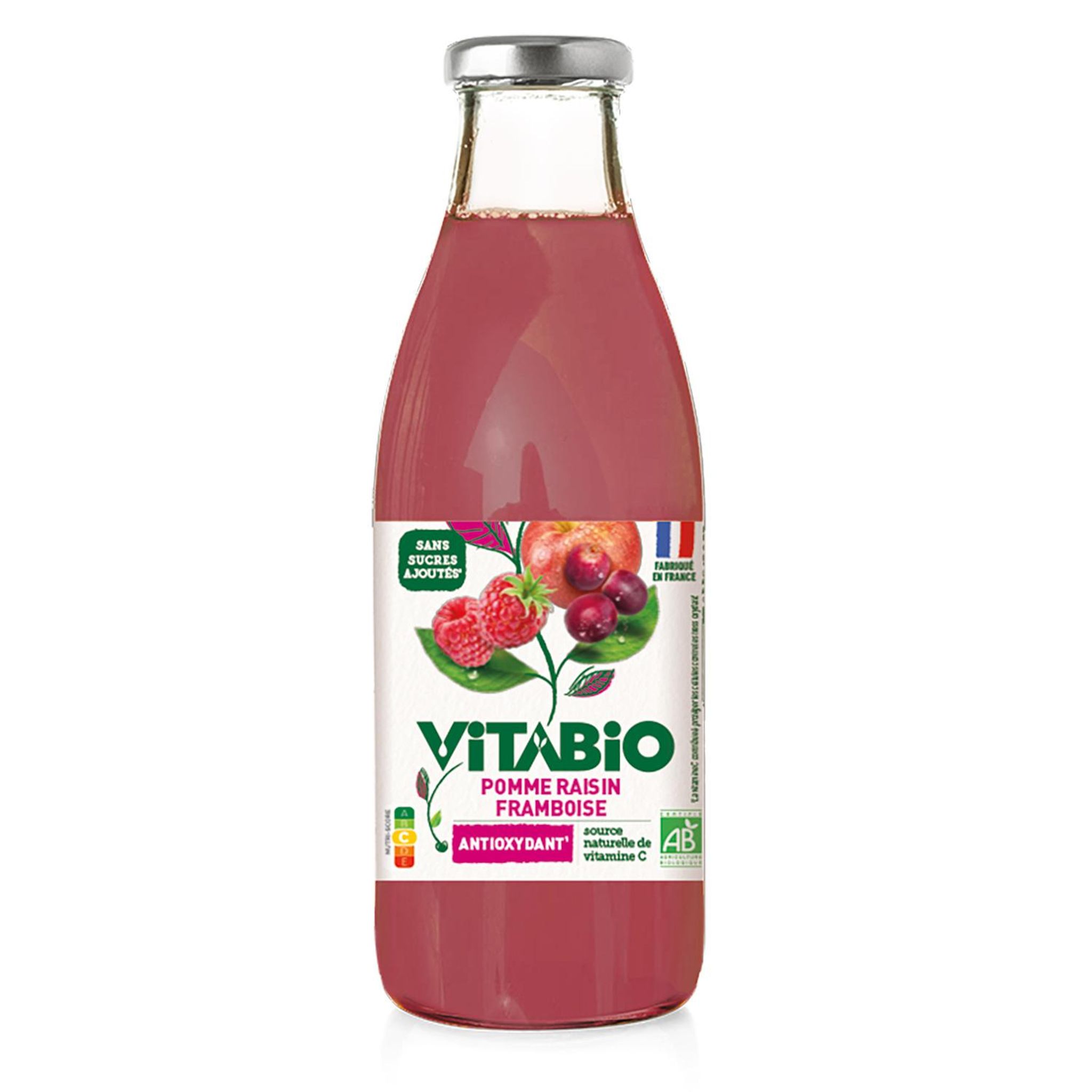 VITABIO Pur jus de pomme raisin framboise bio antioxydant 75cl