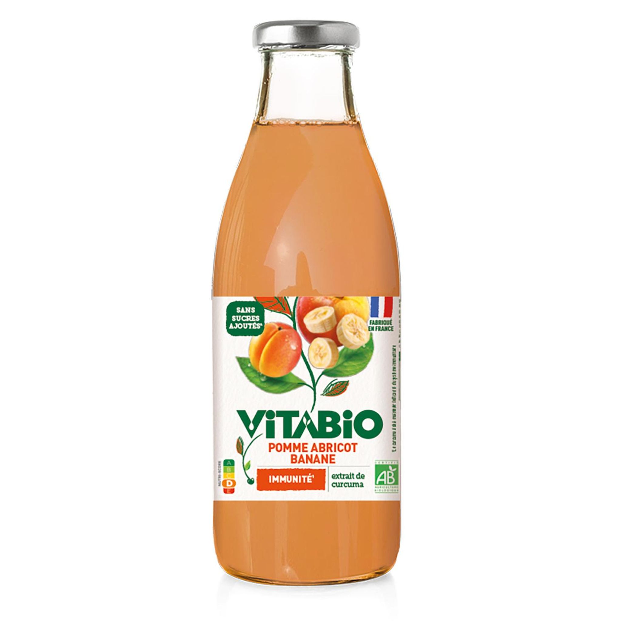 VITABIO Pur jus de pomme abricot banane bio immunité 75cl