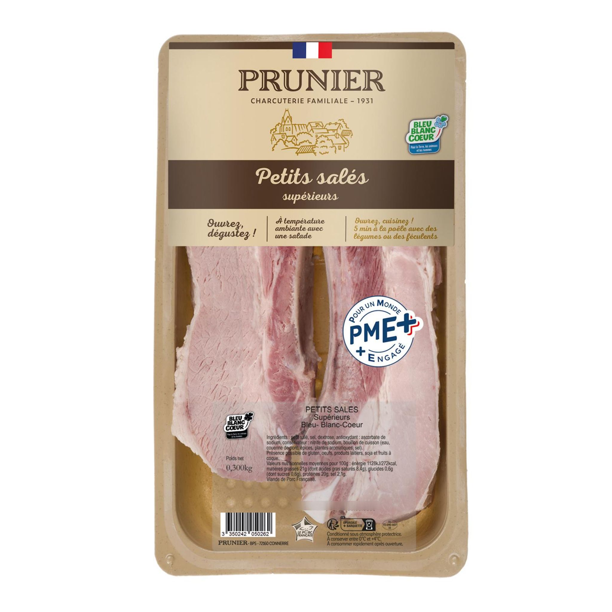 PRUNIER Terrine petits salés supérieures bleu-blanc-coeur 350g