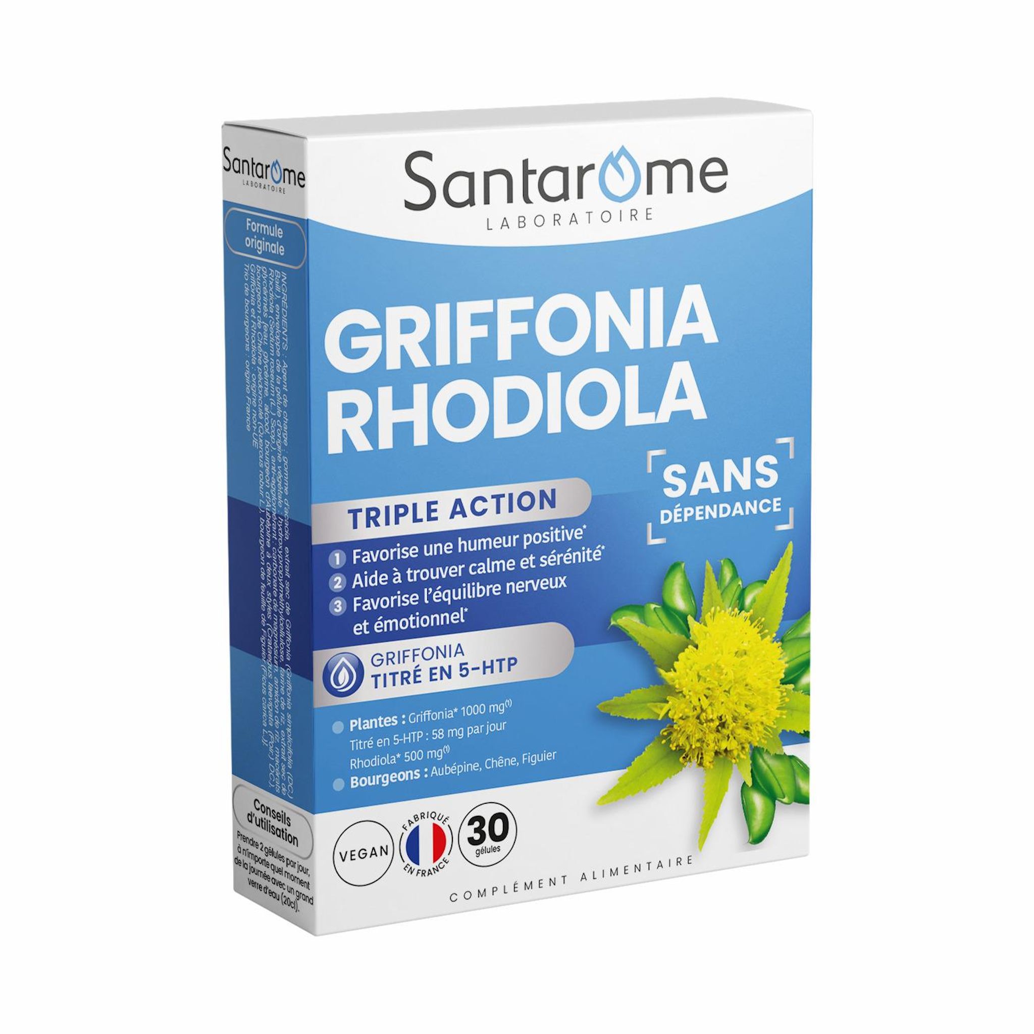 SANTAROME Complément alimentaire griffonia rhodiola 30 gélules