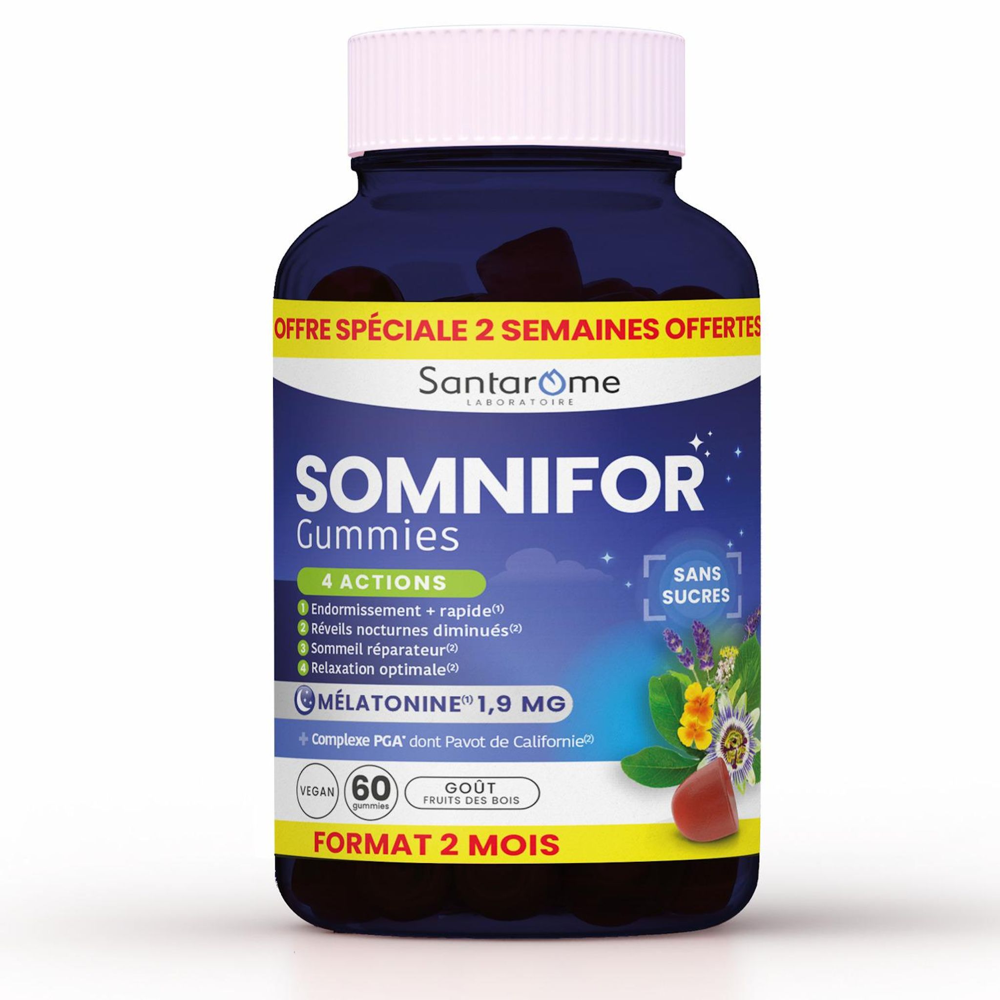 SANTAROME Somnifor gummies à la mélatonine 1.9mg 60 gummies
