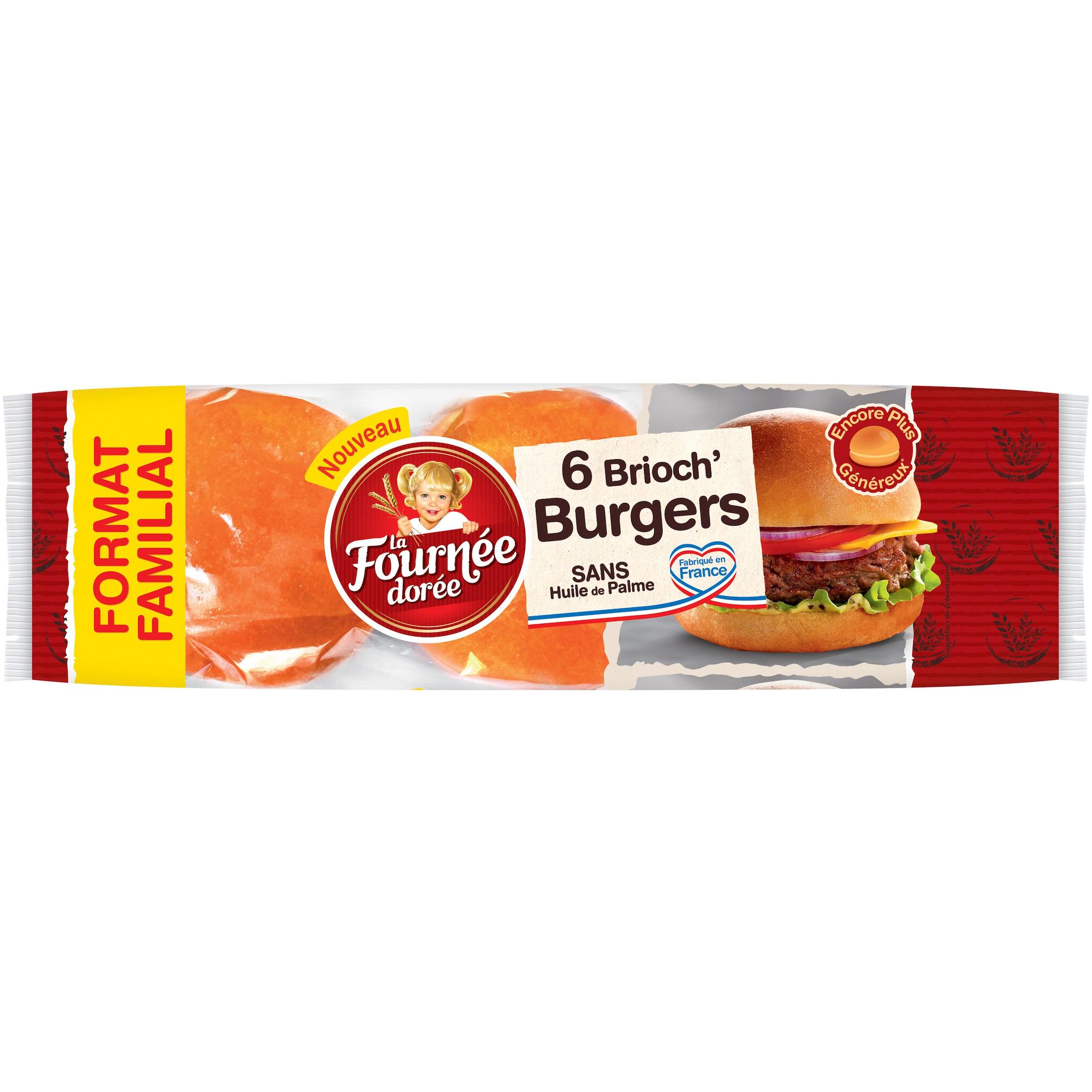 LA FOURNEE DOREE Burger buns nature prédécoupés 450g