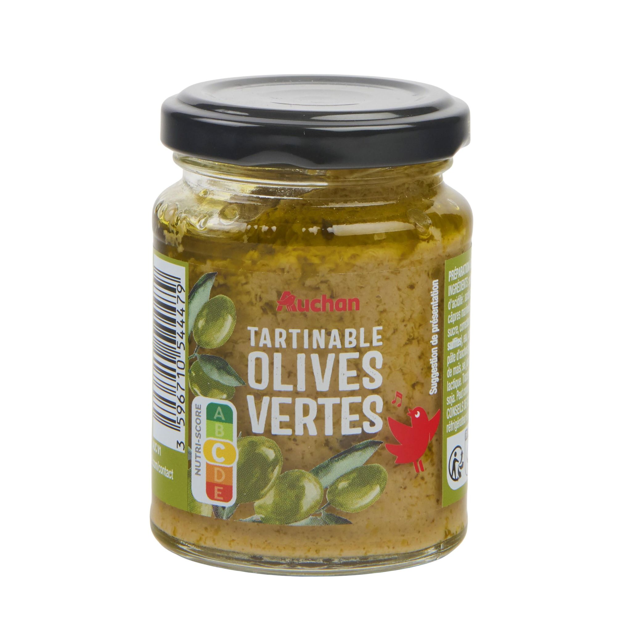 Voir la diapositive 2 : AUCHAN Tartinable olives vertes 90g