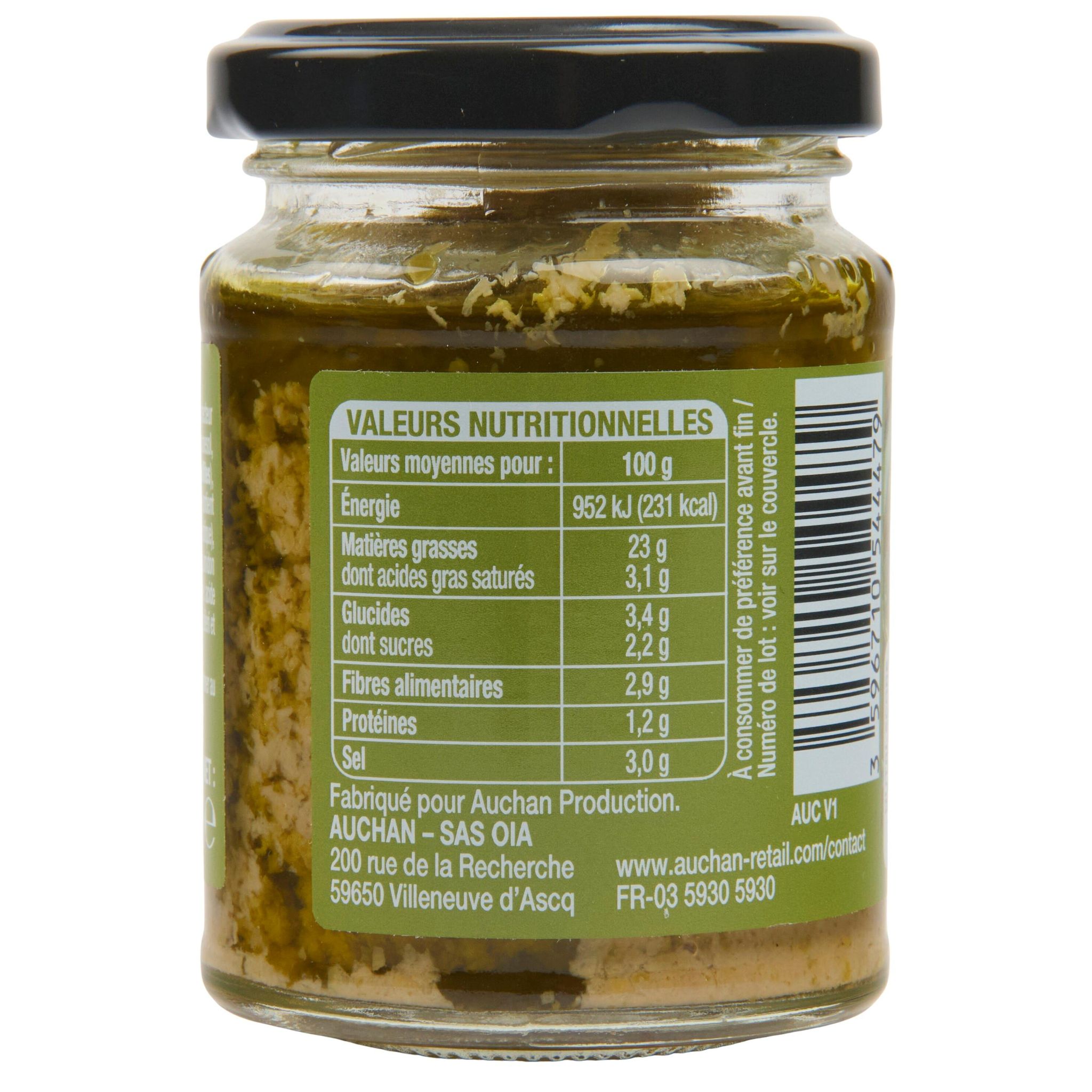 Voir la diapositive 3 : AUCHAN Tartinable olives vertes 90g