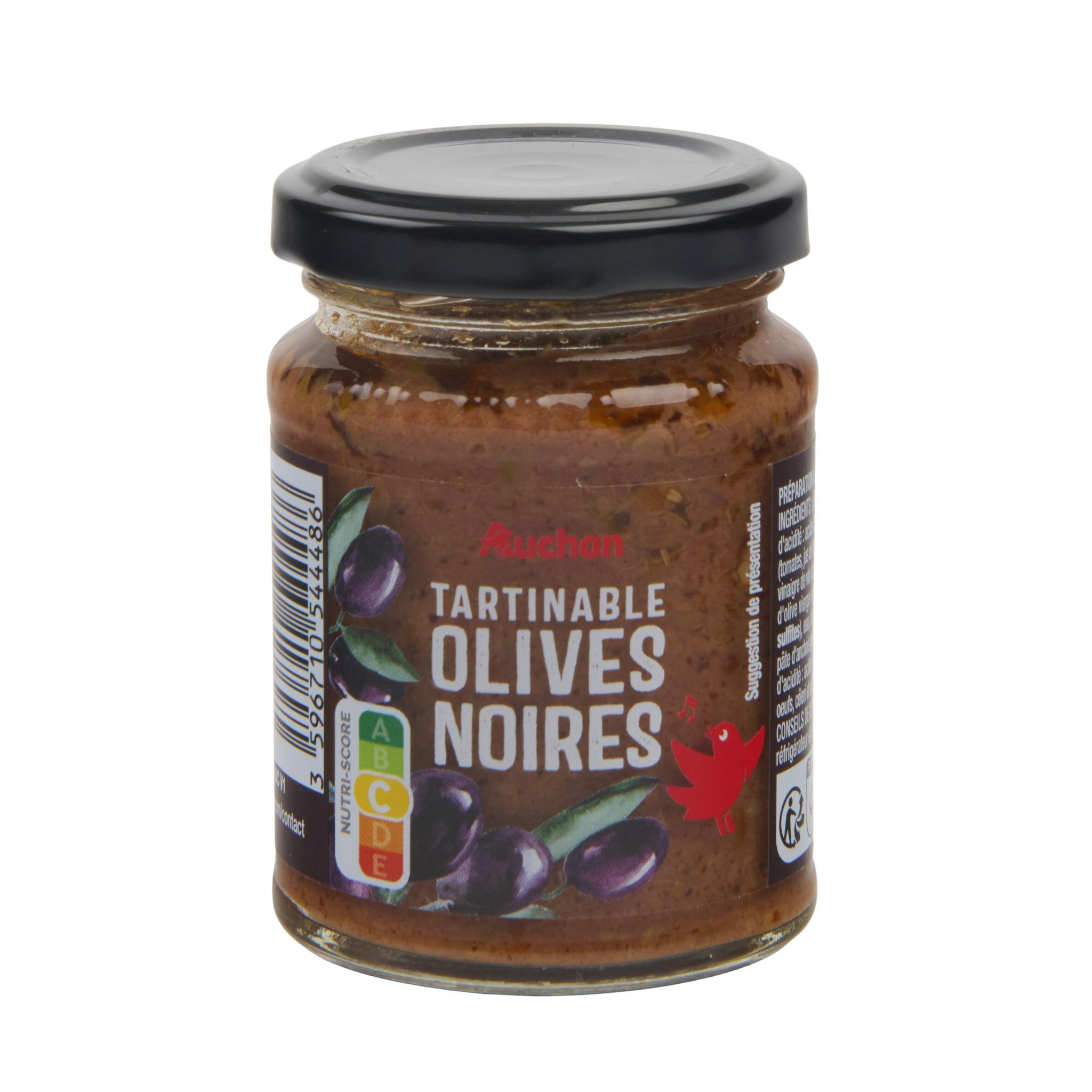 Voir la diapositive 2 : AUCHAN Tartinable aux olives noires 90g