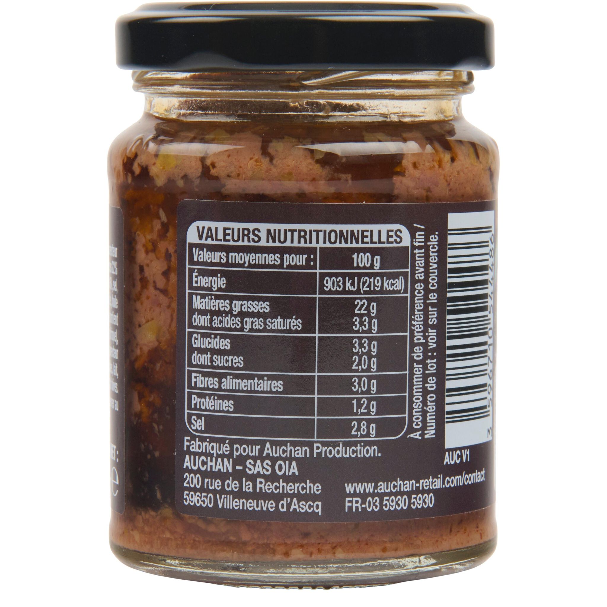 Voir la diapositive 4 : AUCHAN Tartinable aux olives noires 90g