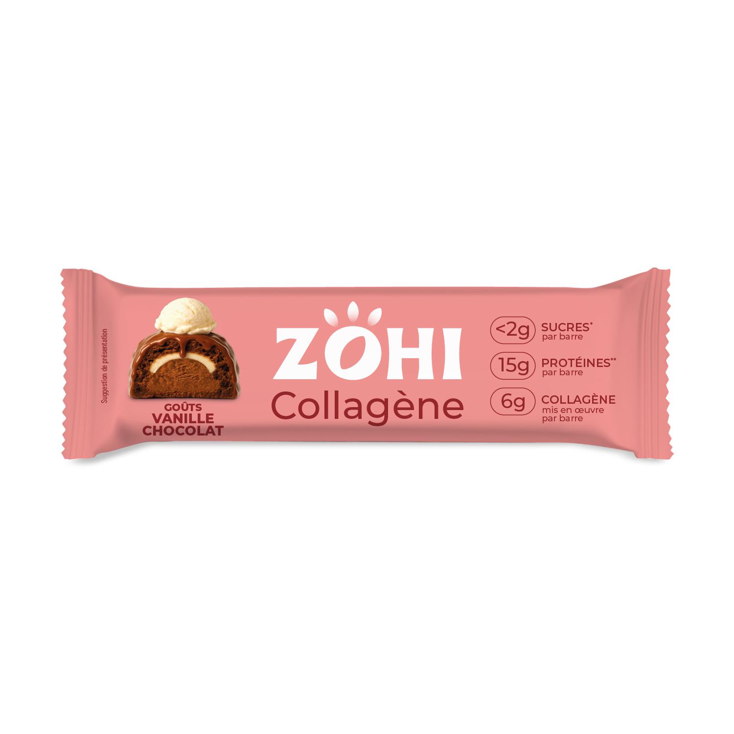 ZOHI Barres de céréales vanille chocolat au collagène riche en protéines 1 barre 50g