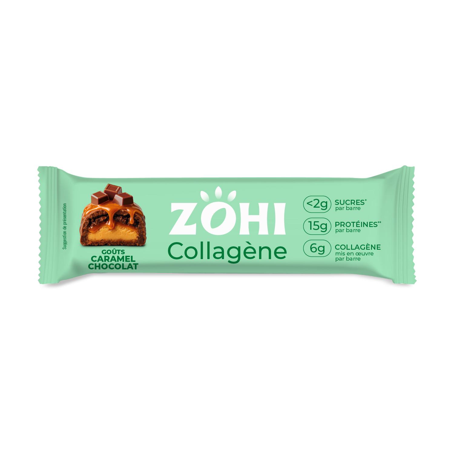 ZOHI Barres de céréales goût caramel et chocolat riche en protéines et collagène 1 barre 50g