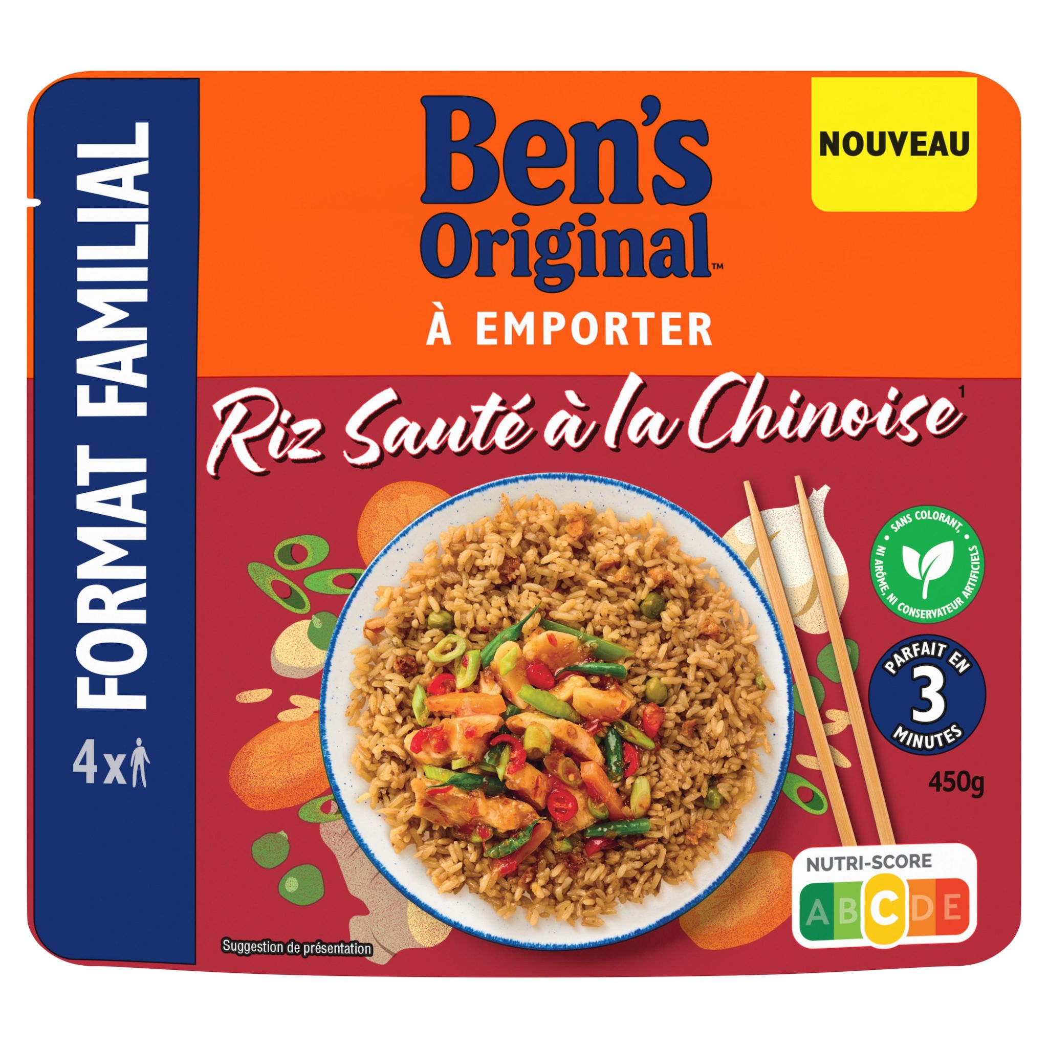 BEN'S ORIGINAL Riz micro ondable sauté à la chinoise sachet 4 portions 4x450g