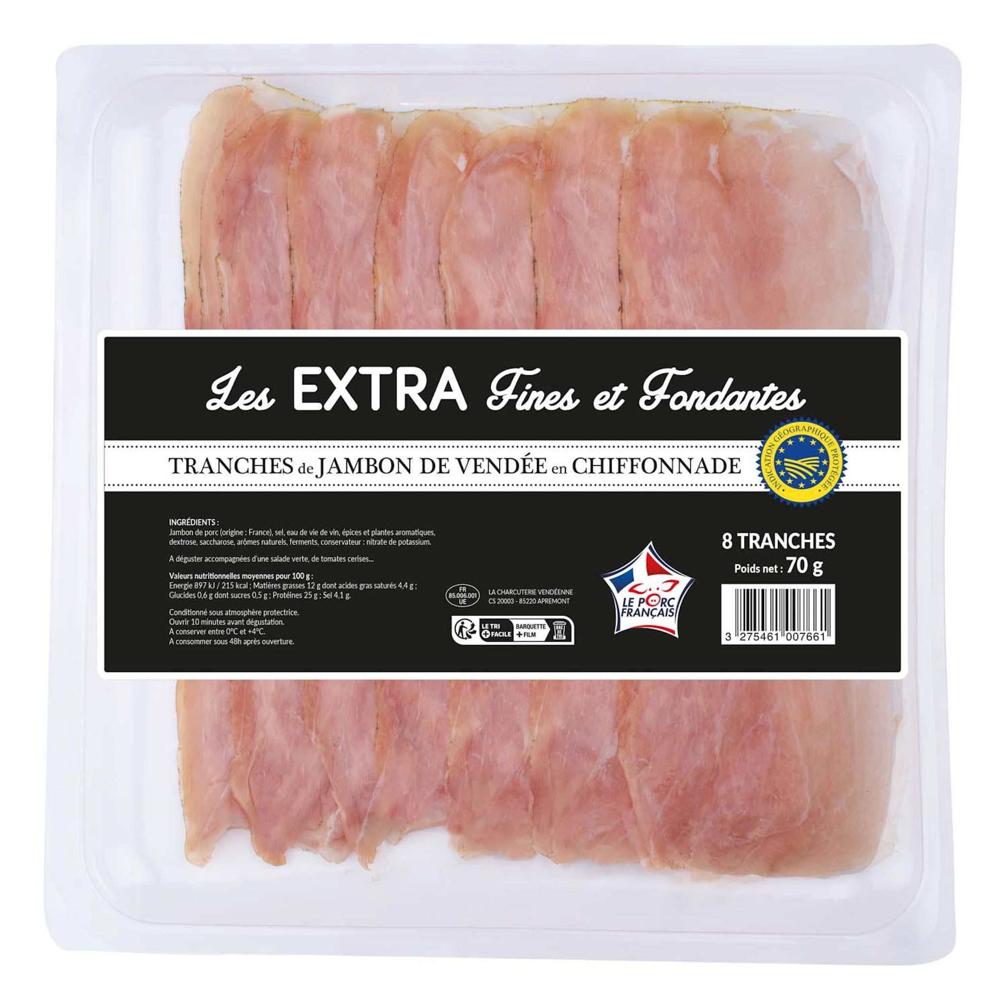 NEUTRE Jambon de Vendée tranches extra fines IGP 8 tranches 70g