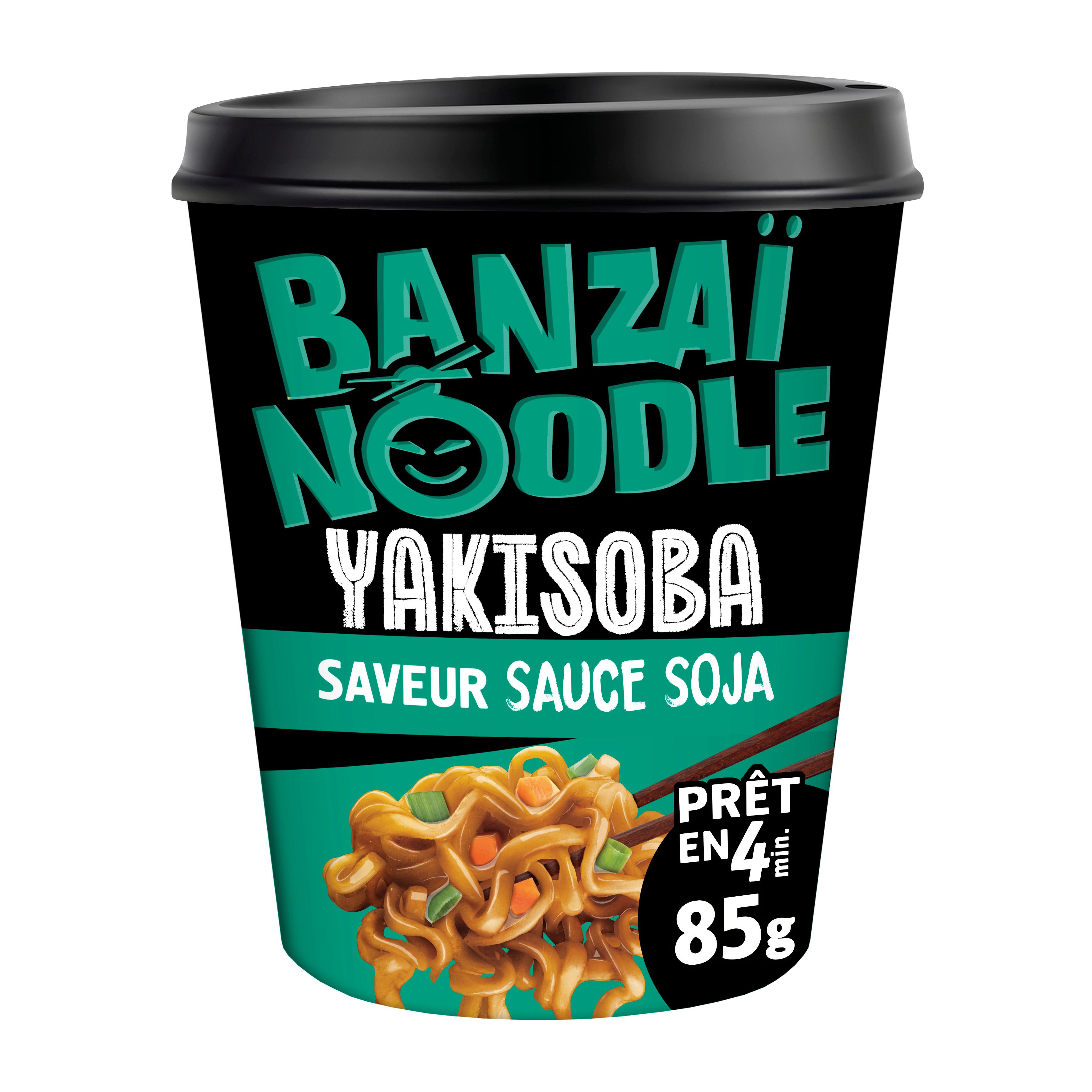 BANZAÏ NOODLE Cup nouilles instantanées yakisoba saveur sauce soja 85g