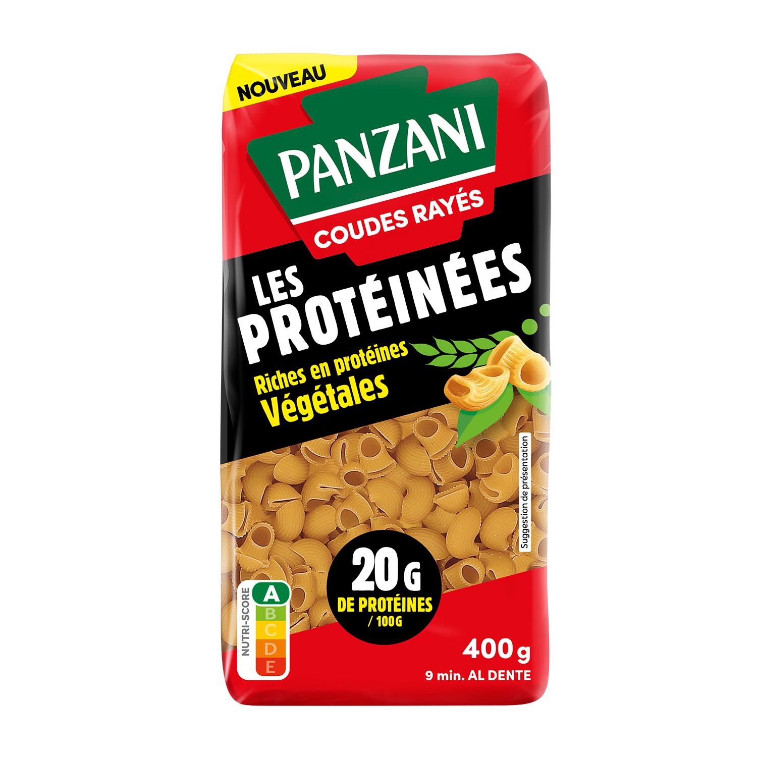 PANZANI Pâtes coudes rayés protéinées 400g