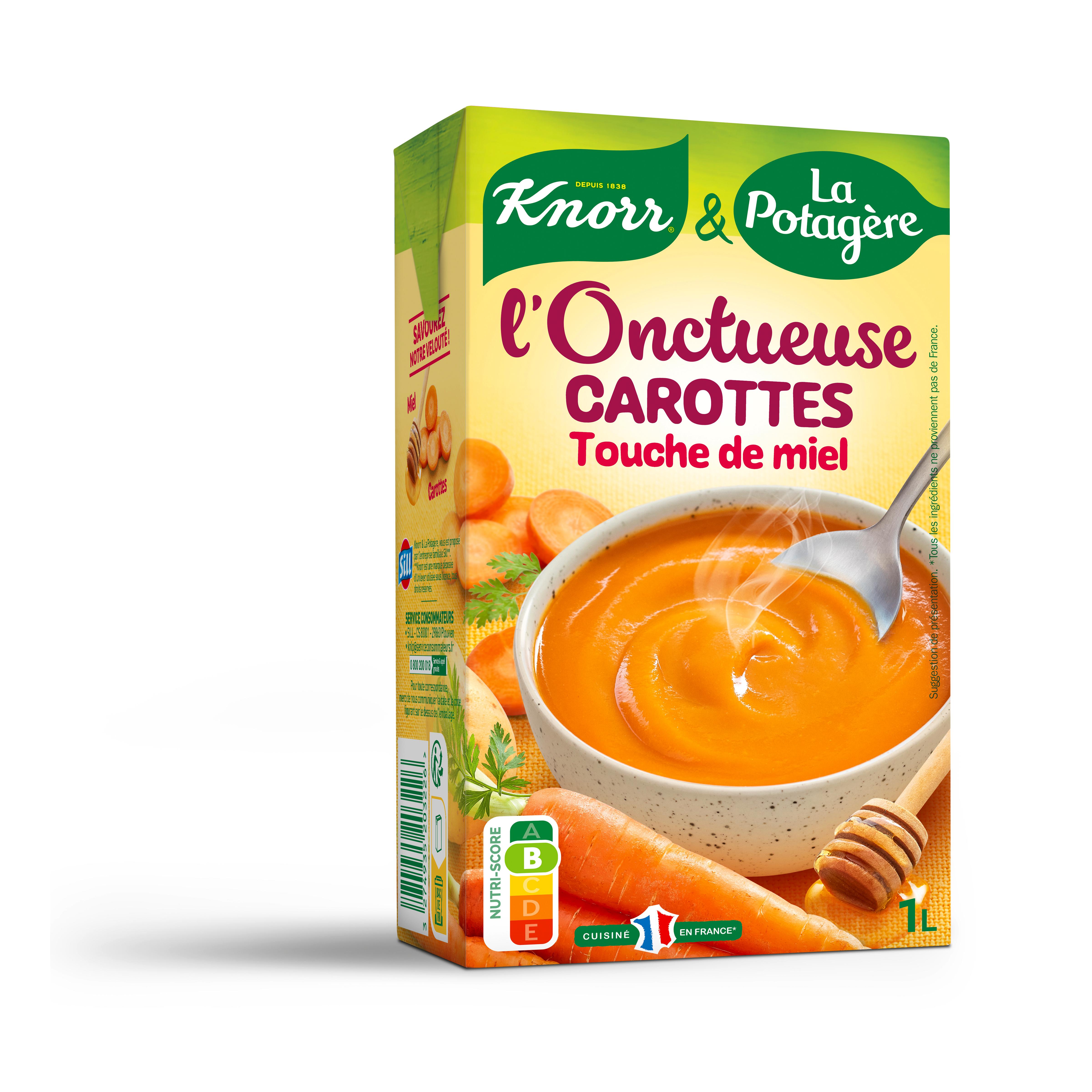 KNORR & LA POTAGERE Soupe liquide l'Onctueuse à la carotte et touche de miel 4 portions 1l