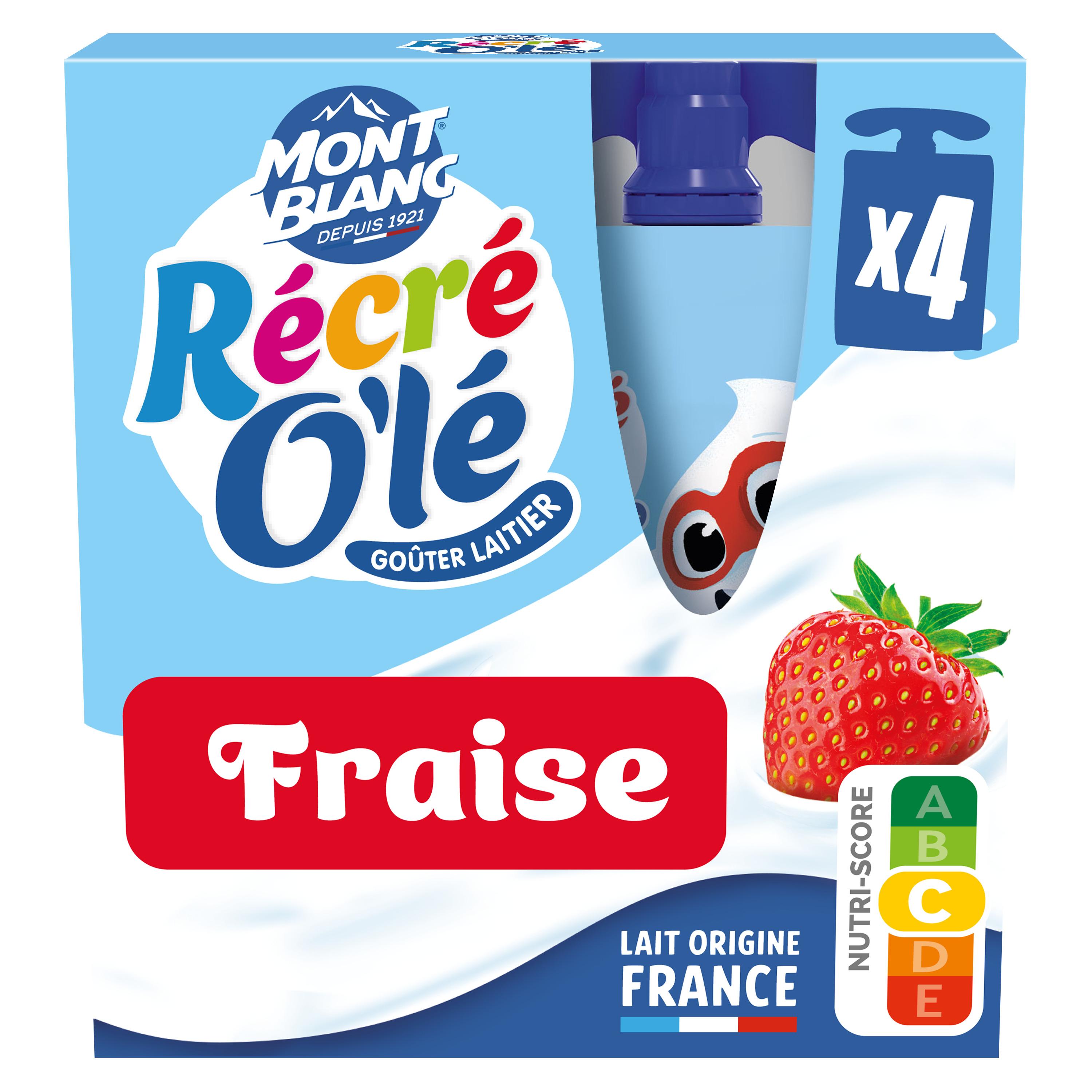 RÉCRÉ OLÉ Goûter laitier en gourde saveur fraise 4x85g
