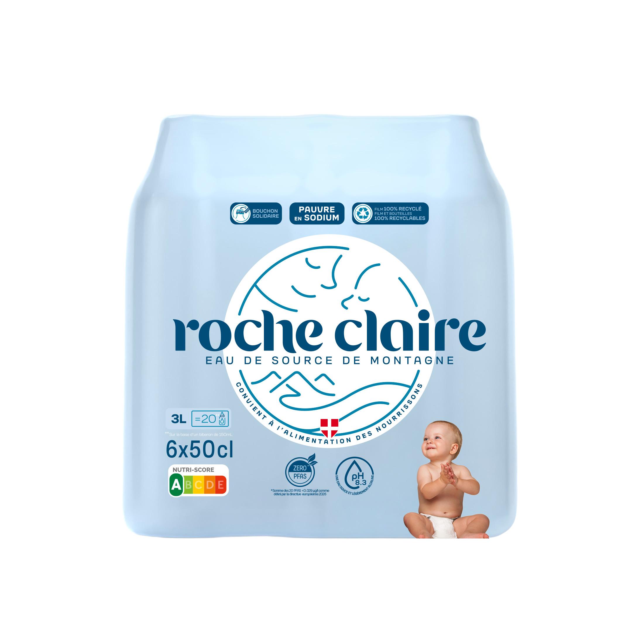 ROCHE CLAIRE Eau de source de montagne plate bouteilles 6x50cl