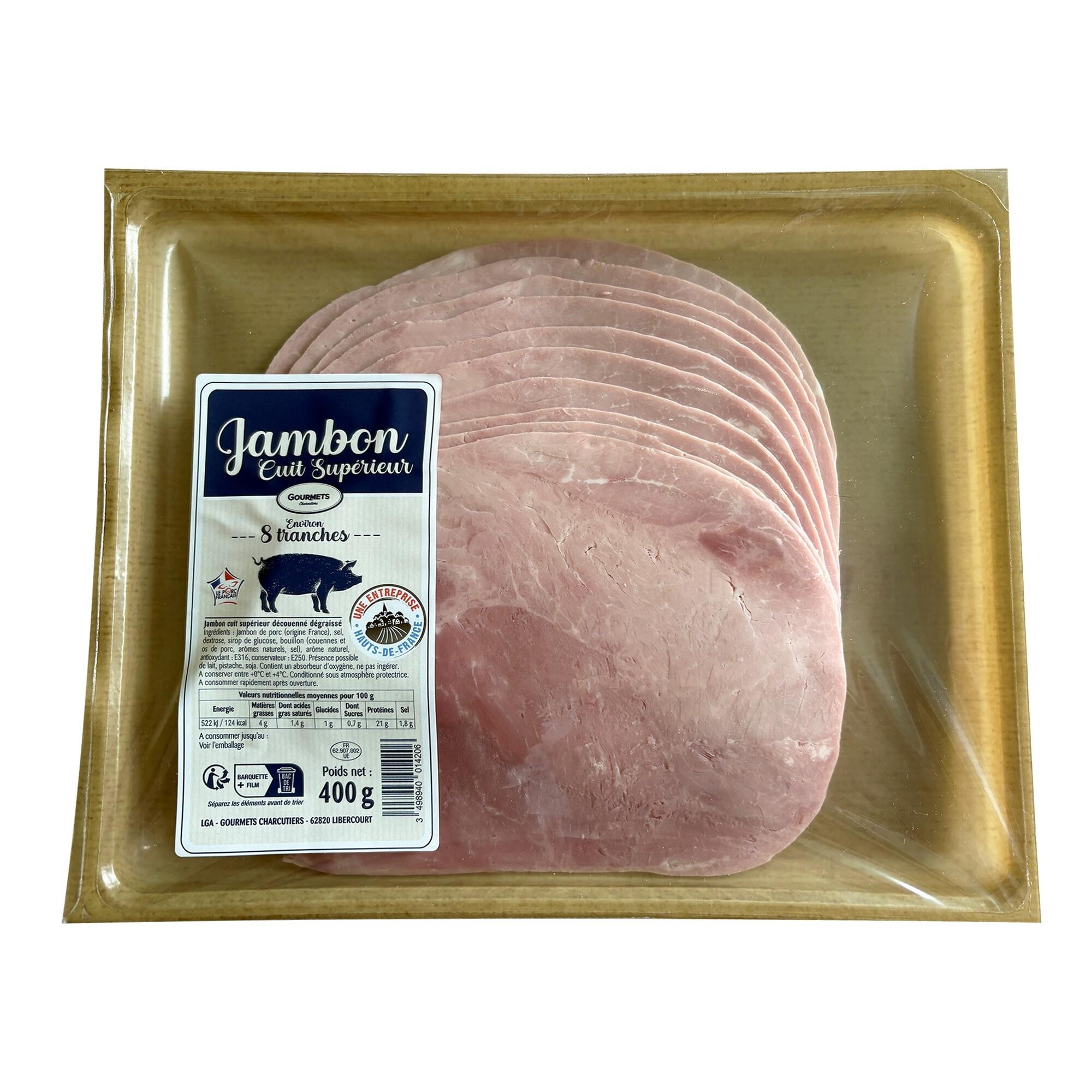 GOURMETS CHARCUTIERS Jambon cuit supérieur découenné dégraissé 8 tranches 400g
