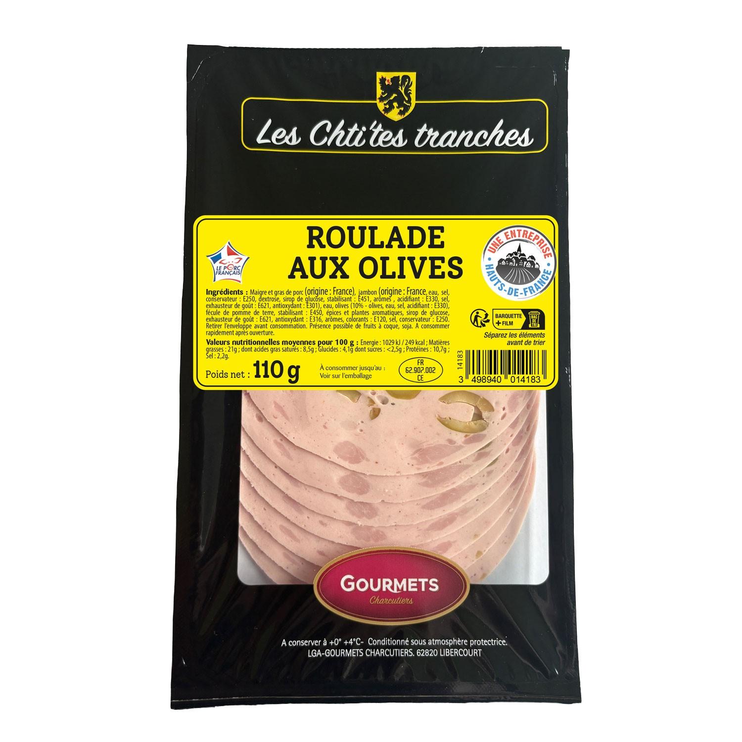 GOURMETS CHARCUTIERS Roulade aux olives vertes en tranches 110g