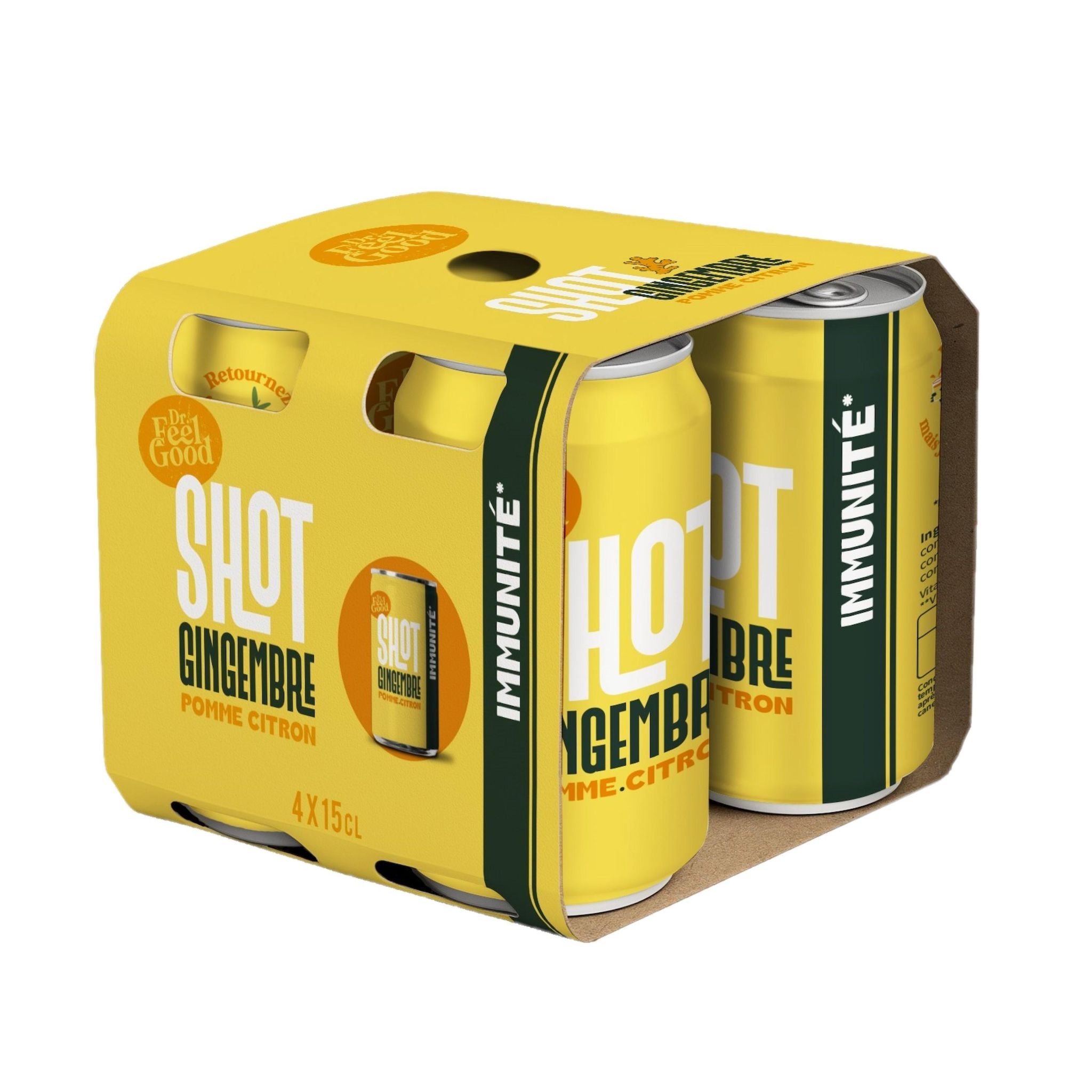 DR FEEL GOOD Shot immunité Boisson au gingembre pomme citron boîtes 4x15cl